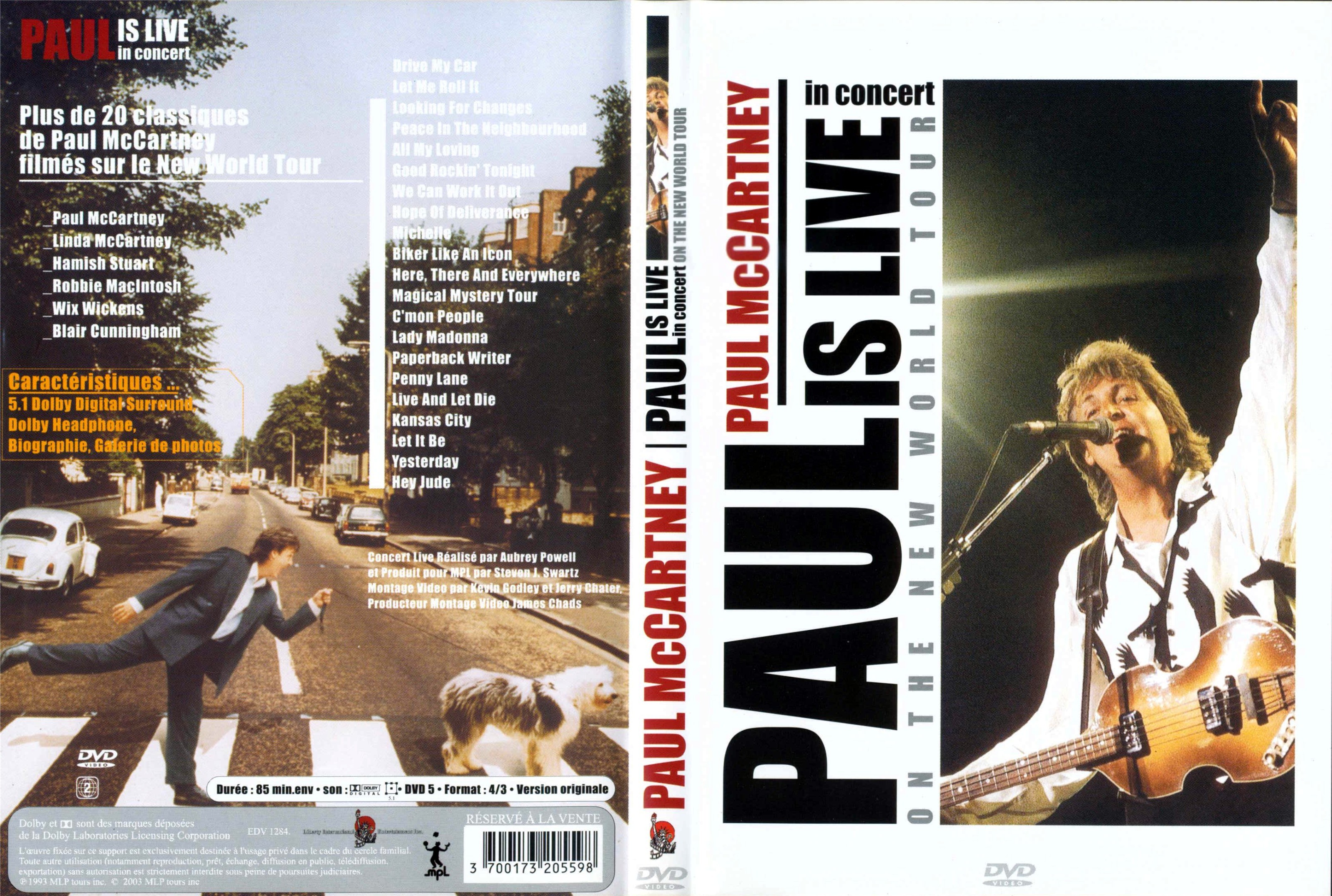 Jaquette DVD Paul McCartney is live in concert