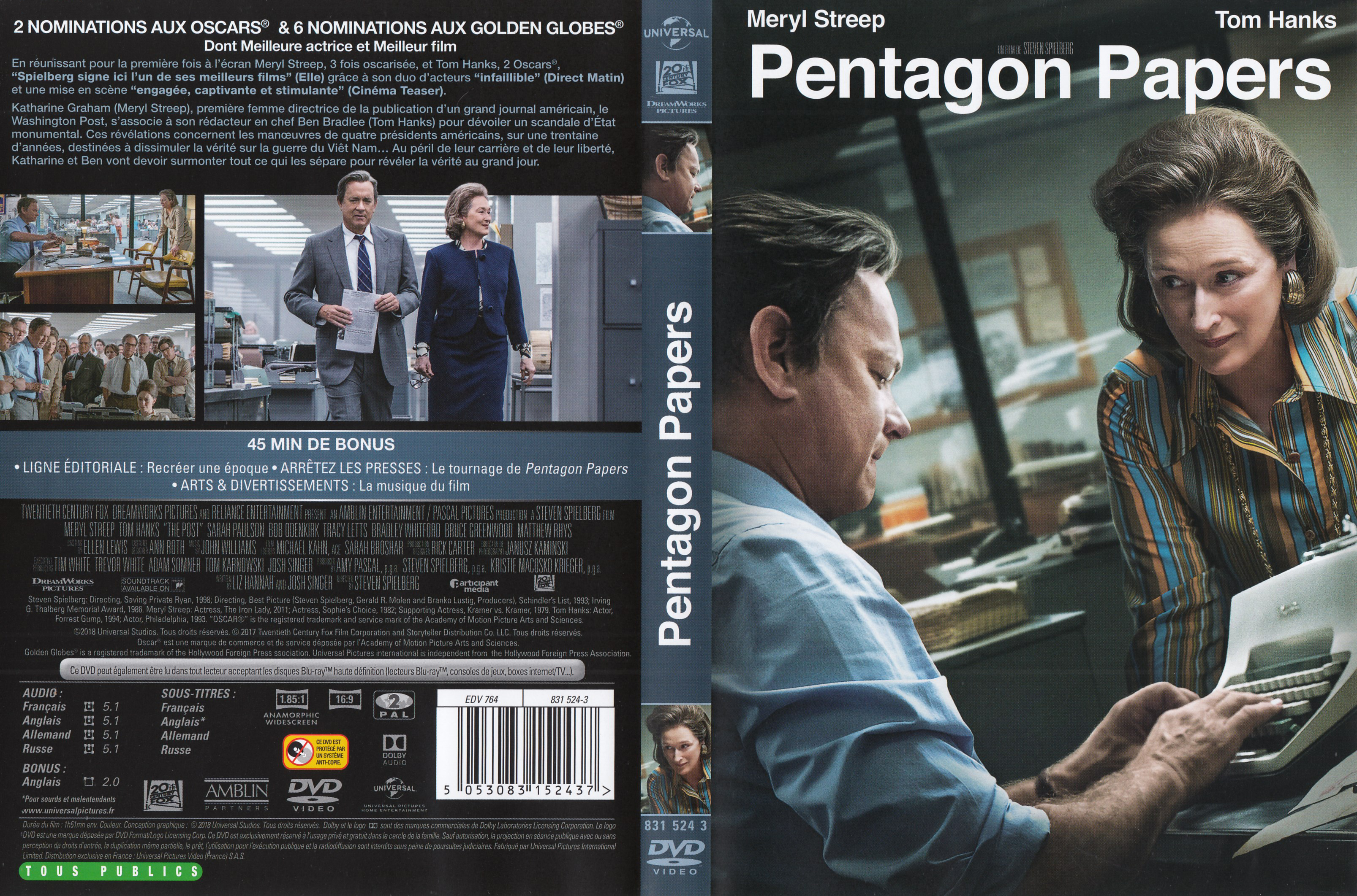 Jaquette DVD Pentagon papers