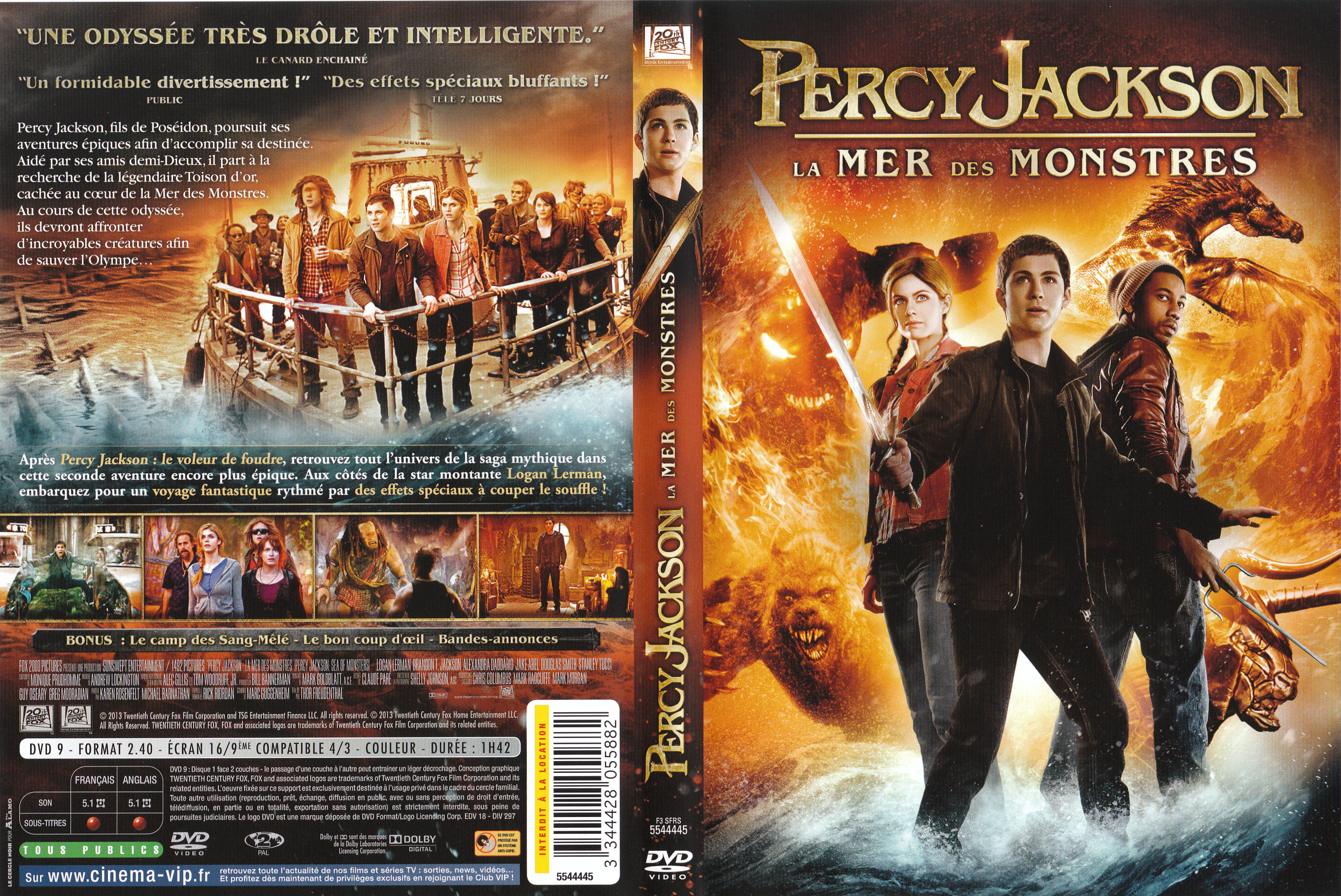 Jaquette DVD Percy Jackson La mer des monstres