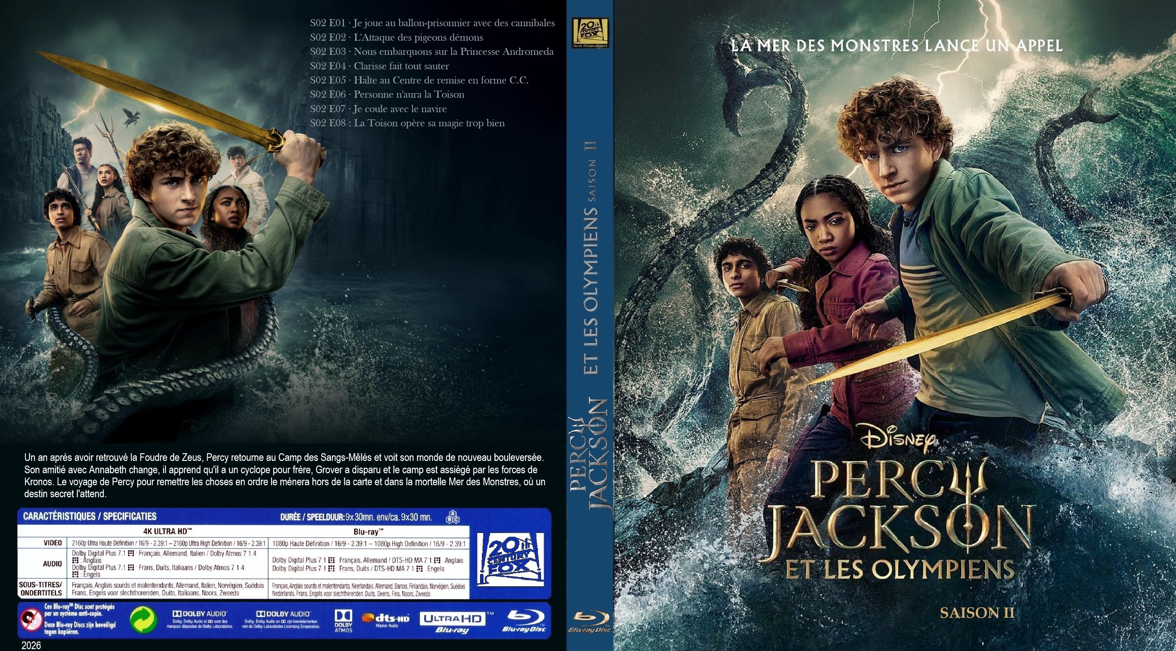 Jaquette DVD Percy Jackson et les Olympiens saison 2 custom (BLU-RAY)
