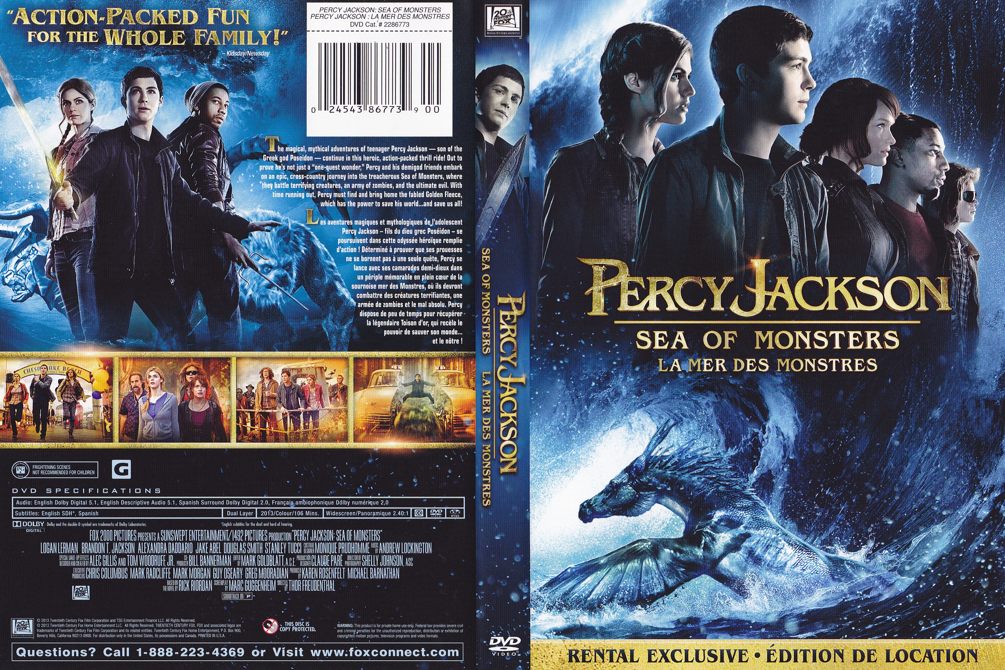 Jaquette DVD Percy Jackson sea of monsters - Percy jackson la mer des monstres (Canadienne)