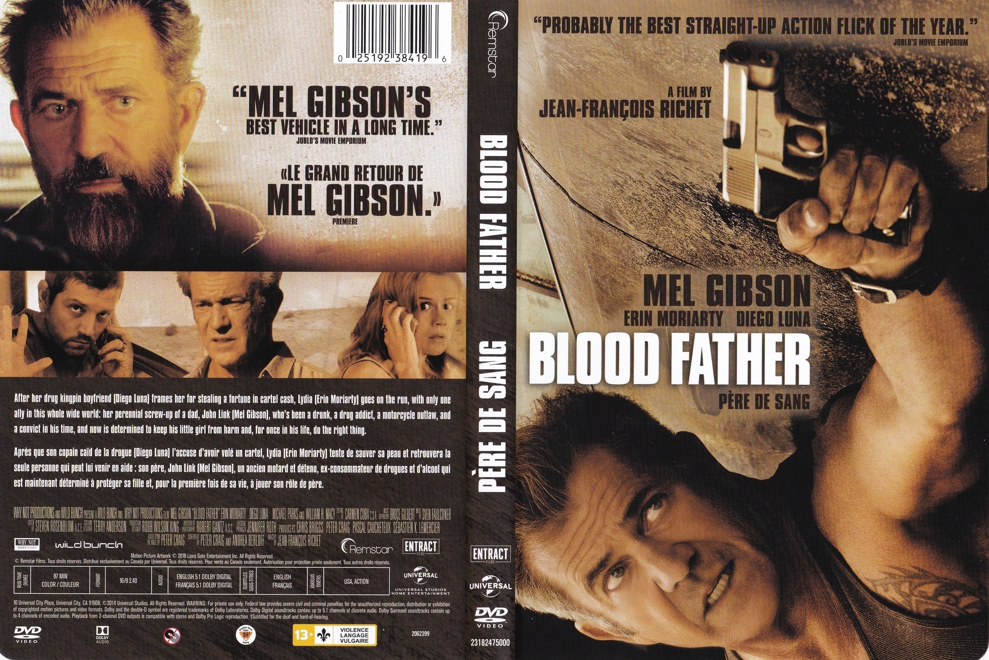 Jaquette DVD Pere de sang - Blood father (canadienne)