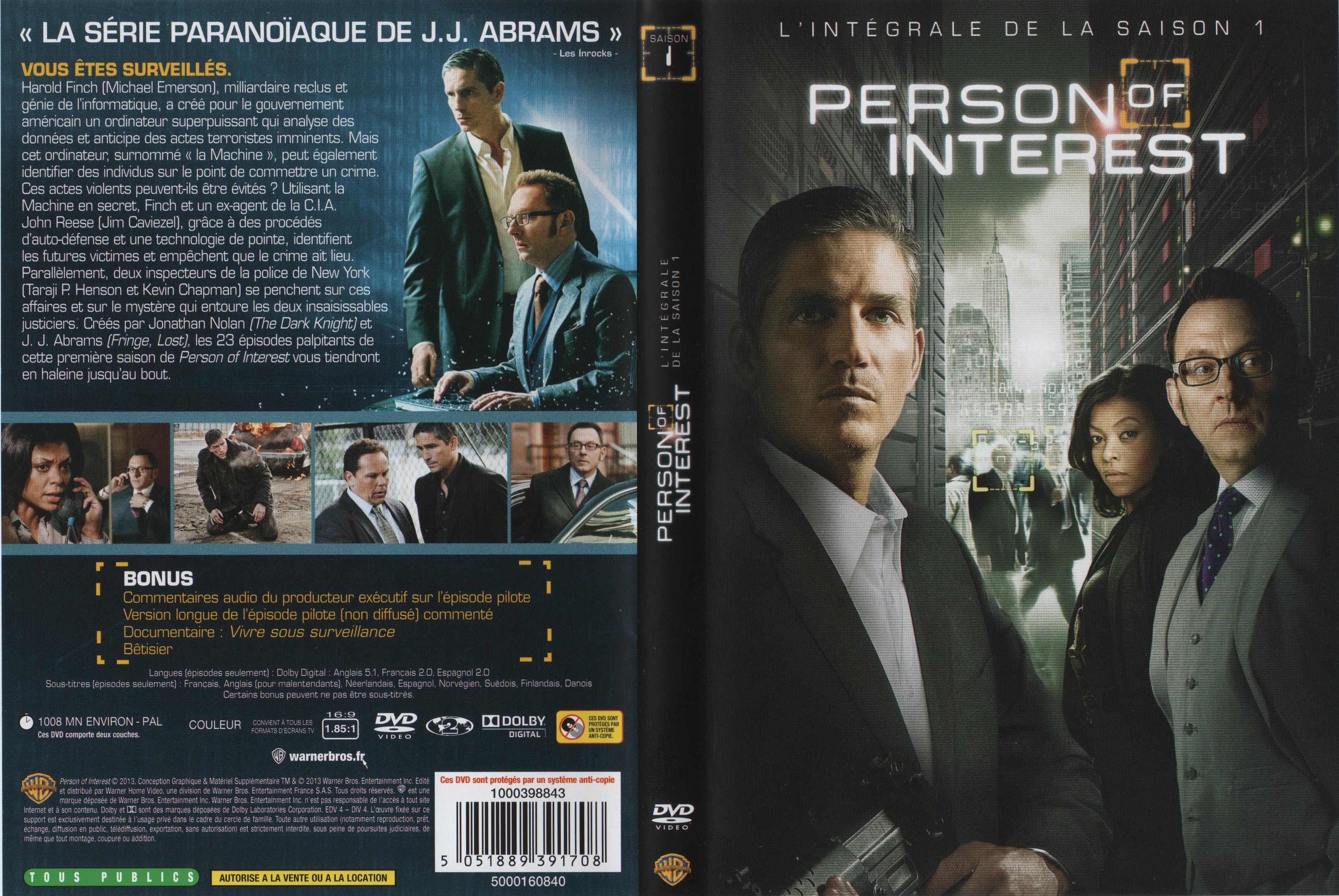 Jaquette DVD Person of interest Saison 1 COFFRET