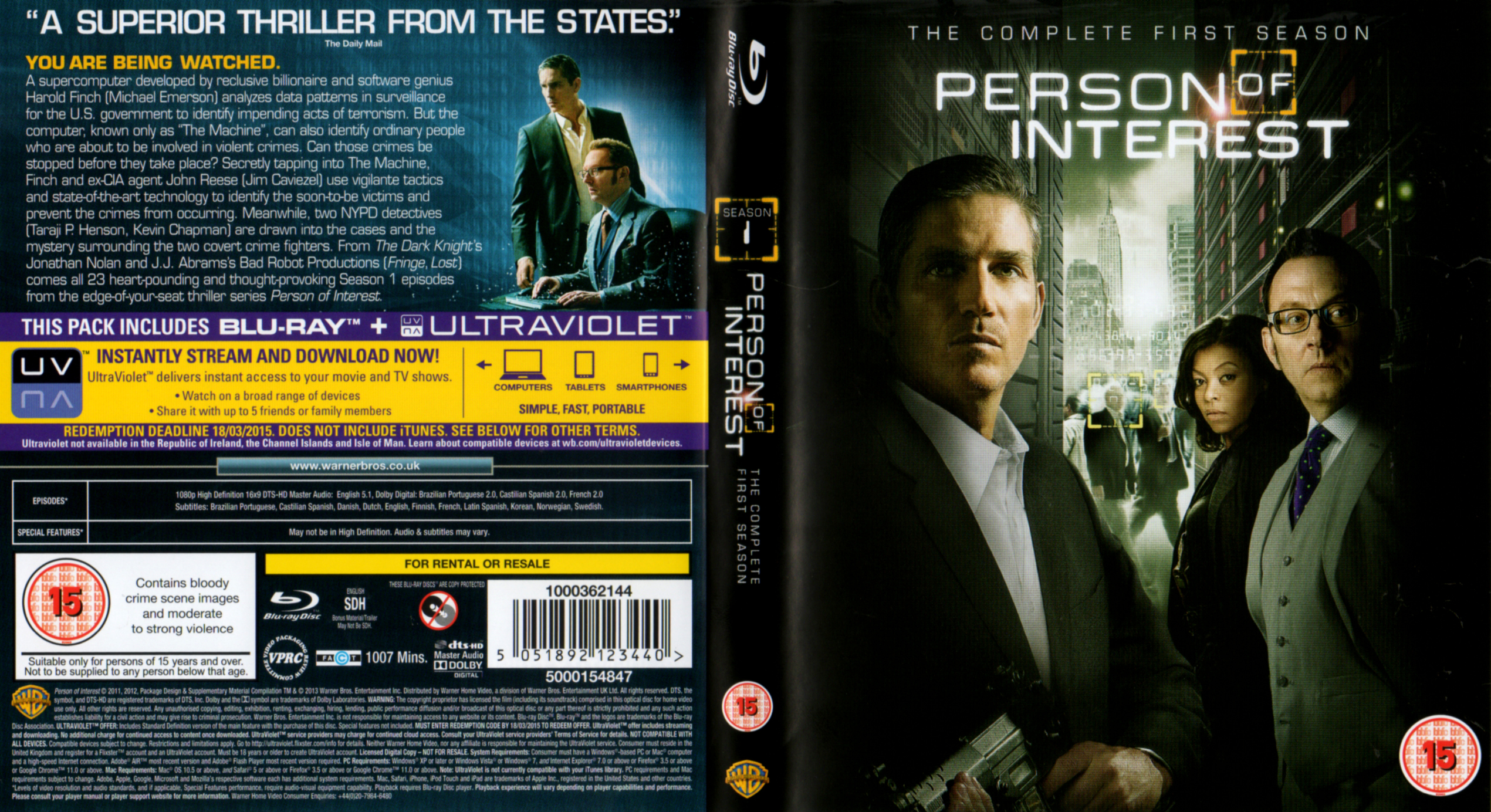 Jaquette DVD Person of interest Saison 1 Zone 1 (BLU-RAY)