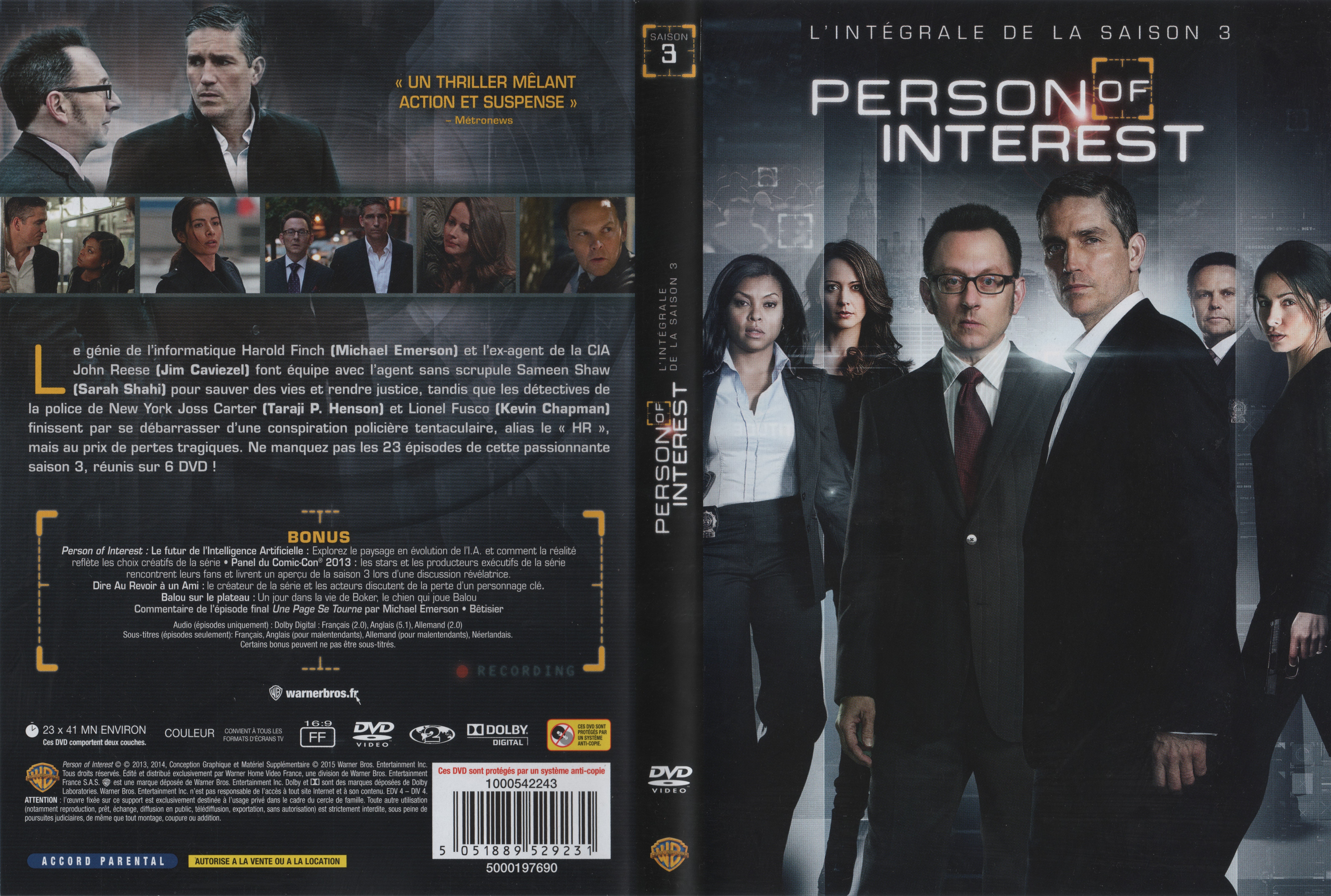 Jaquette DVD Person of interest Saison 3