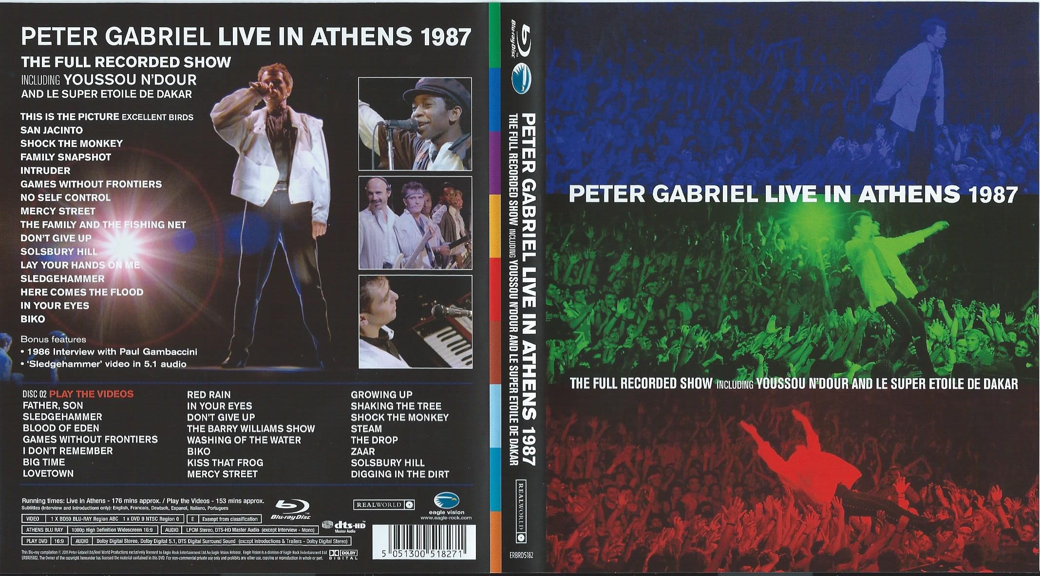Jaquette DVD Peter Gabriel Live in Athens 1987 (BLU-RAY)