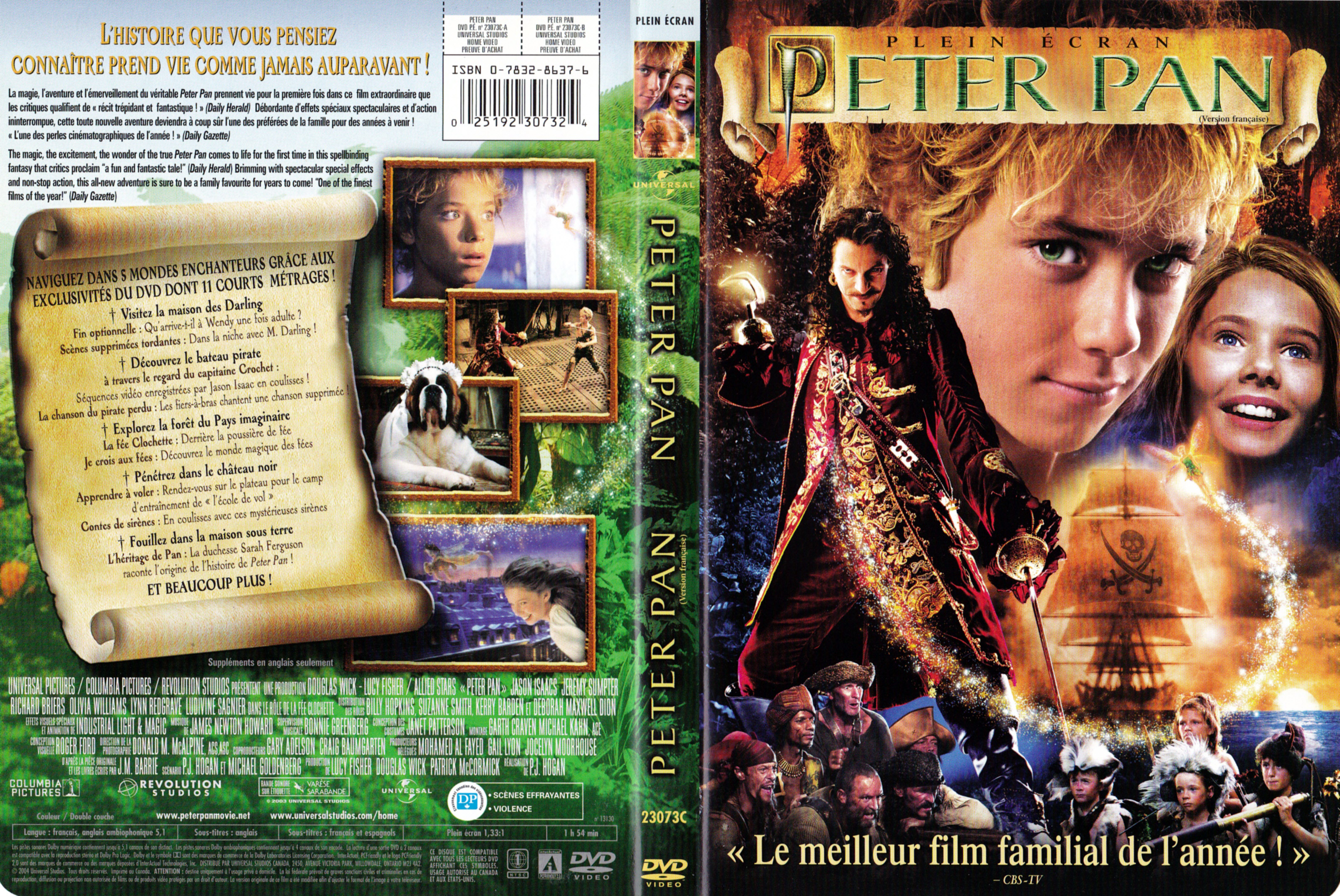 Jaquette DVD Peter Pan Le Film (Canadienne)