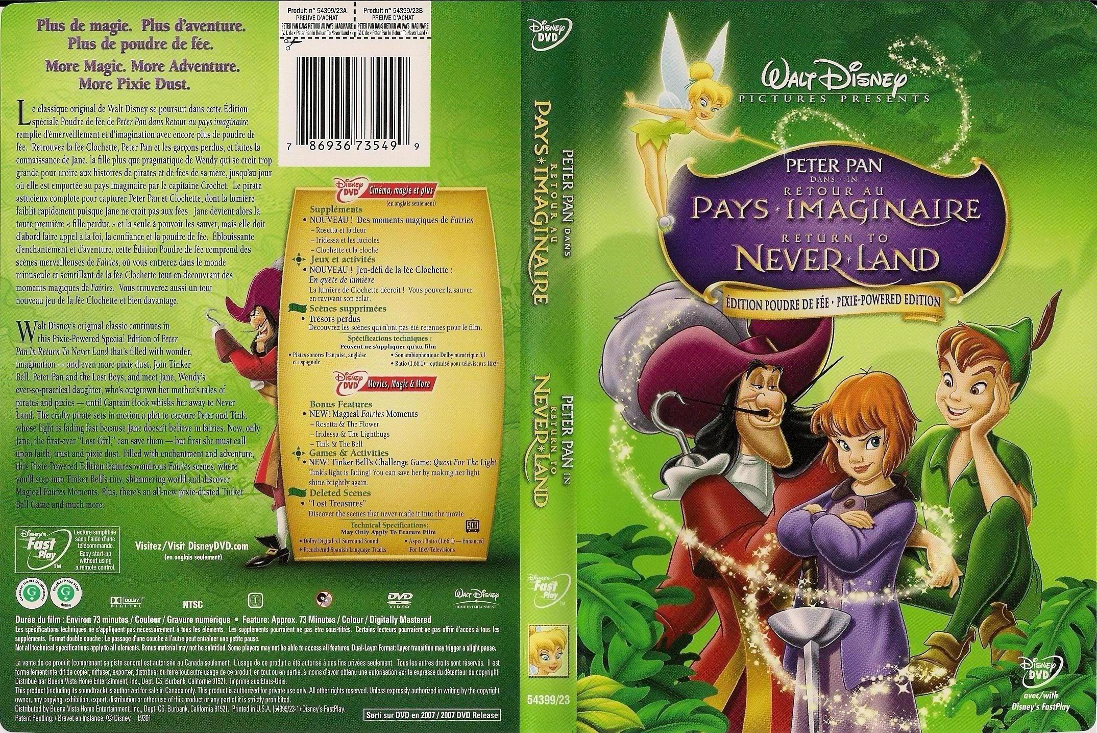 Jaquette DVD Peter pan 2 - Retour au pays imaginaire (Canadienne)