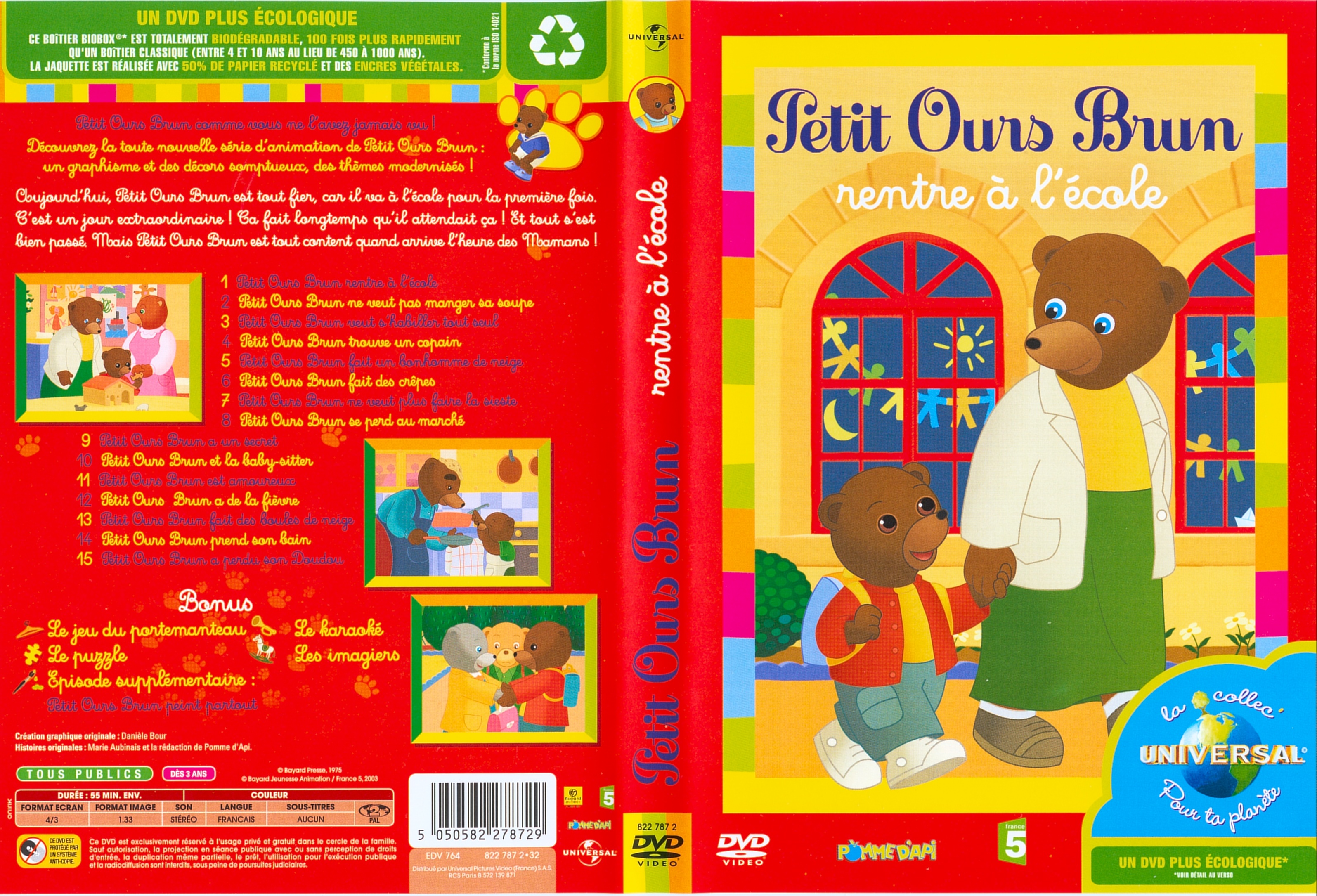 Jaquette DVD Petit ours brun rentre  l