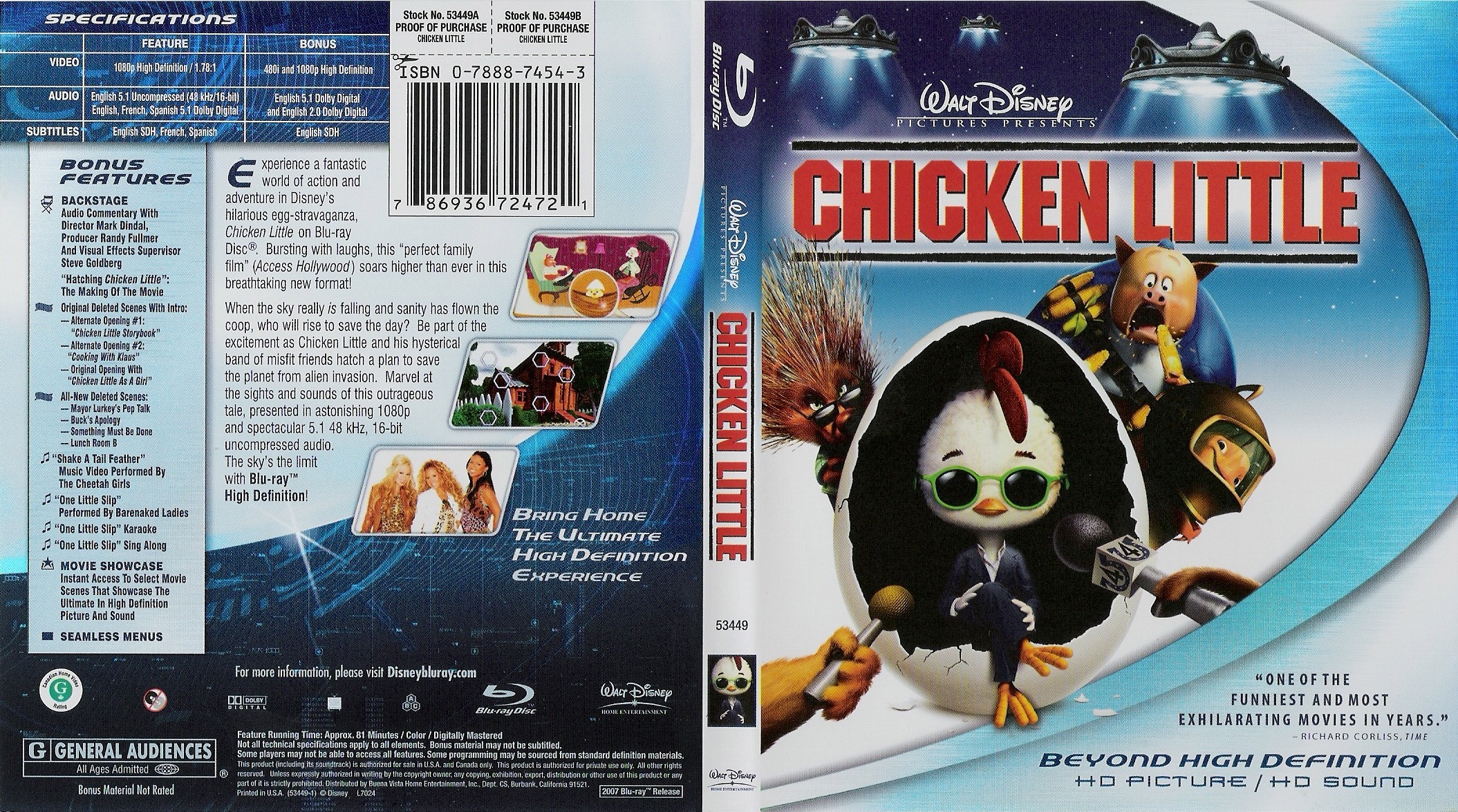 Jaquette DVD Petit poulet - Chicken little (Canadienne) (BLU-RAY)