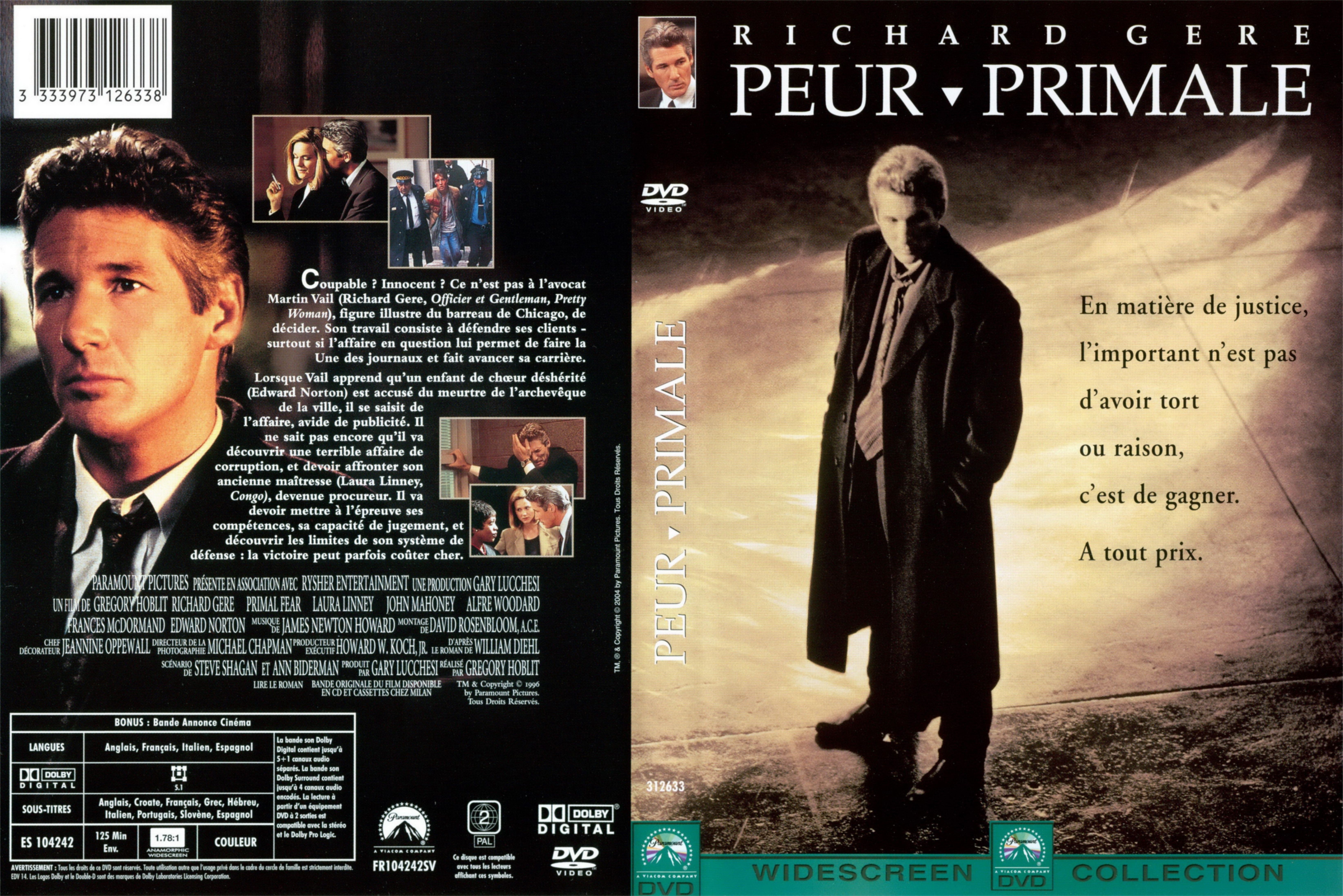 Jaquette DVD Peur primale