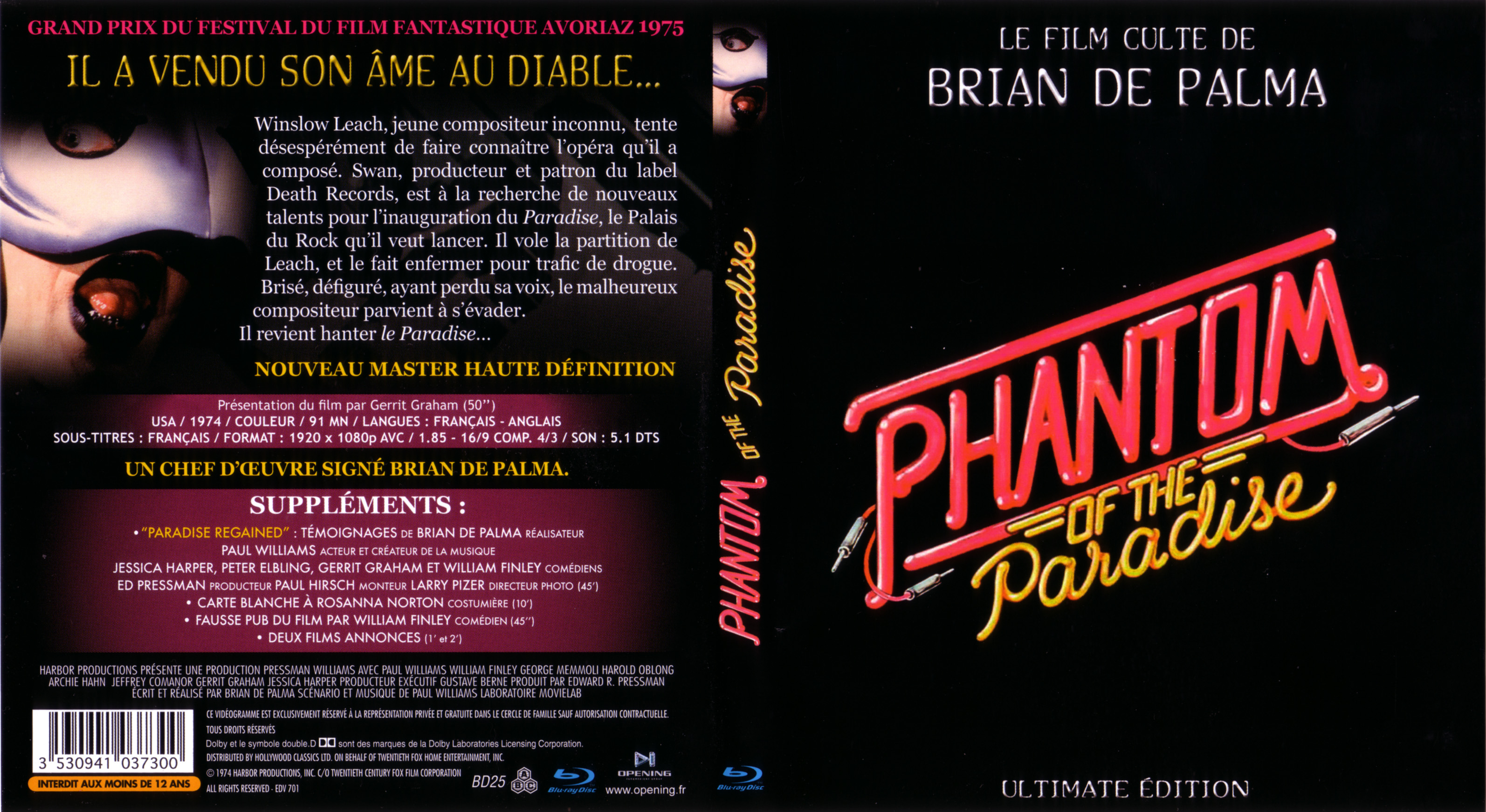 Jaquette DVD Phantom of the paradise (BLU-RAY)