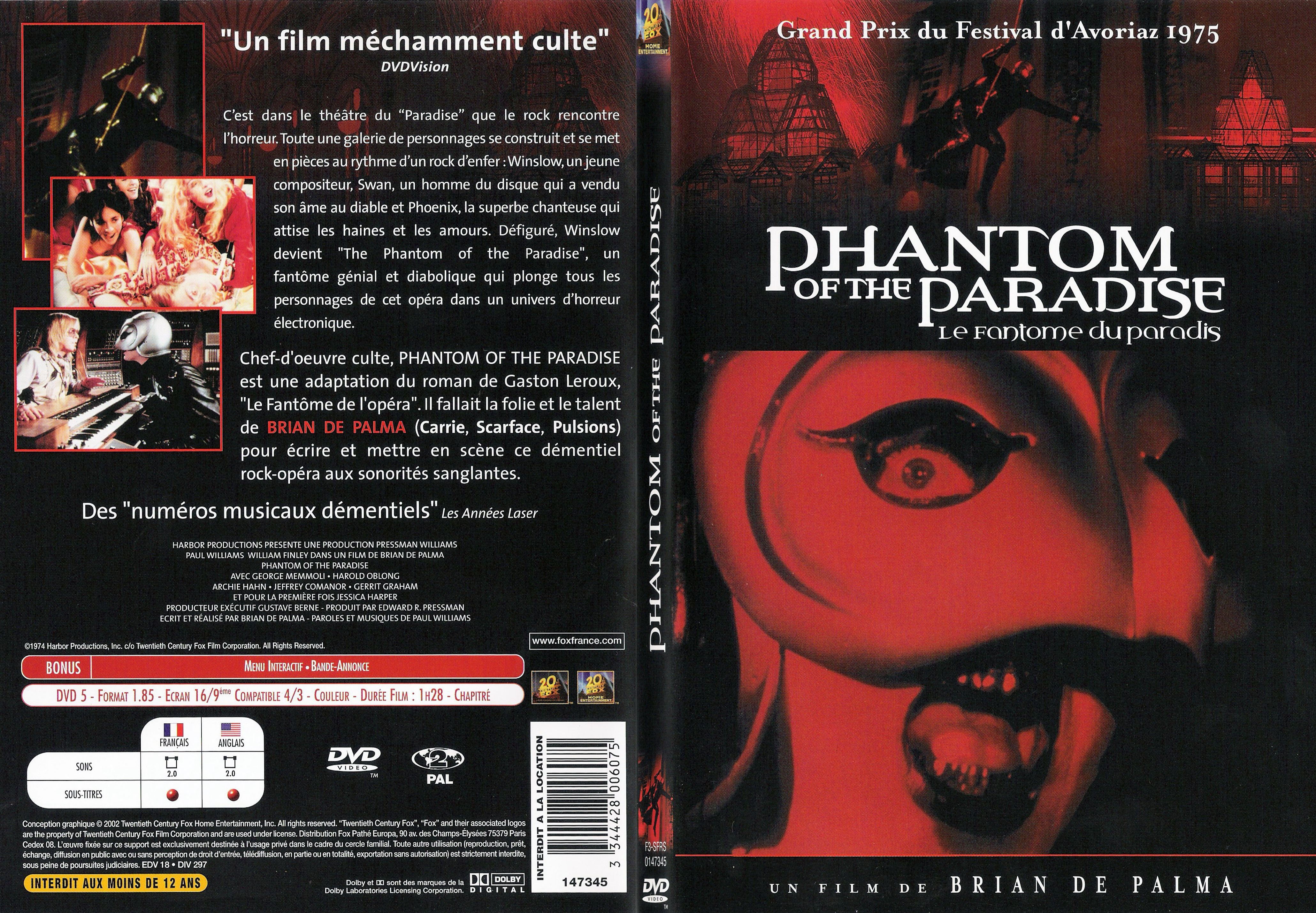Jaquette DVD Phantom of the paradise - SLIM