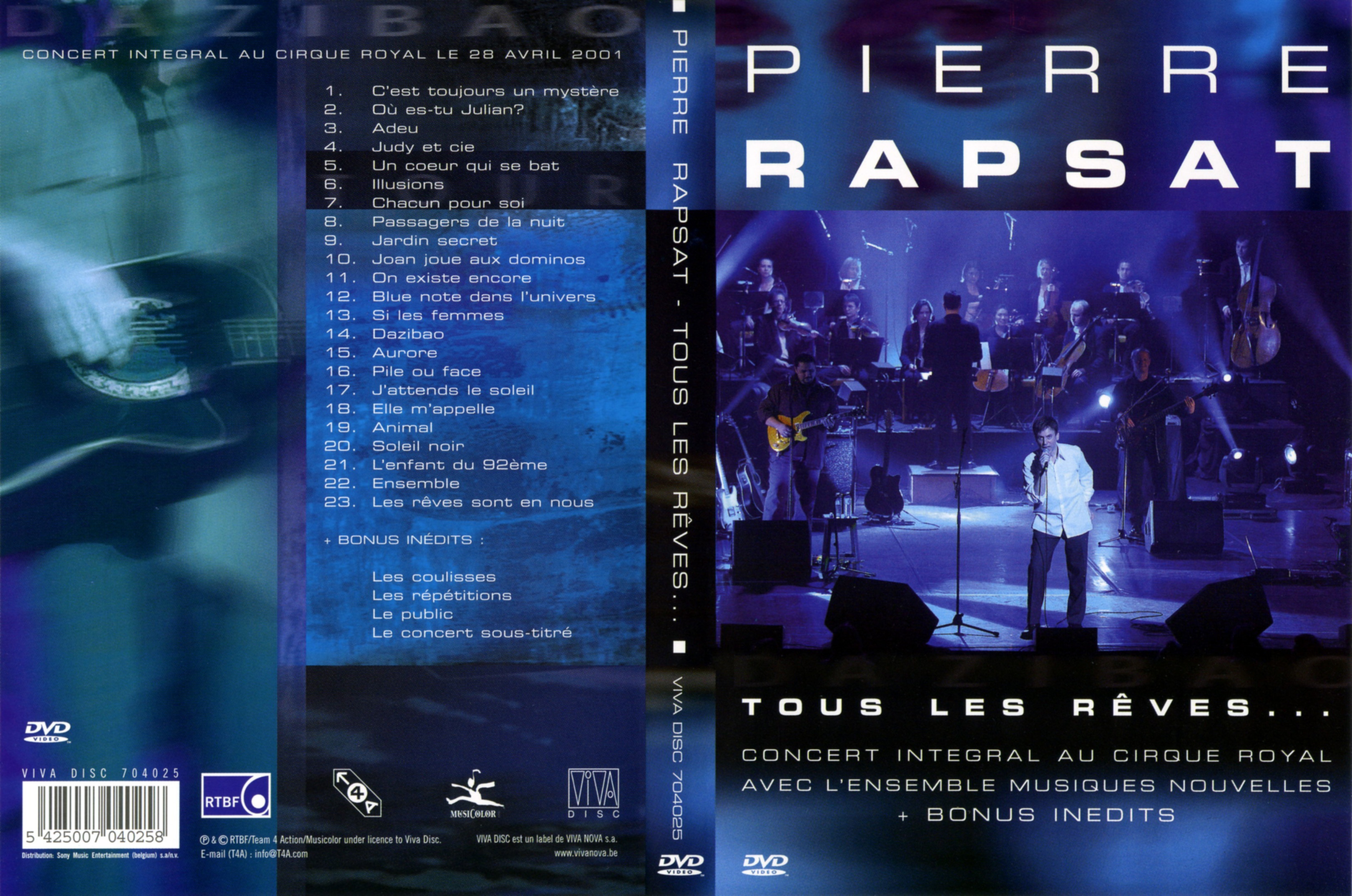 Jaquette DVD Pierre Rapsat - Tous les reves