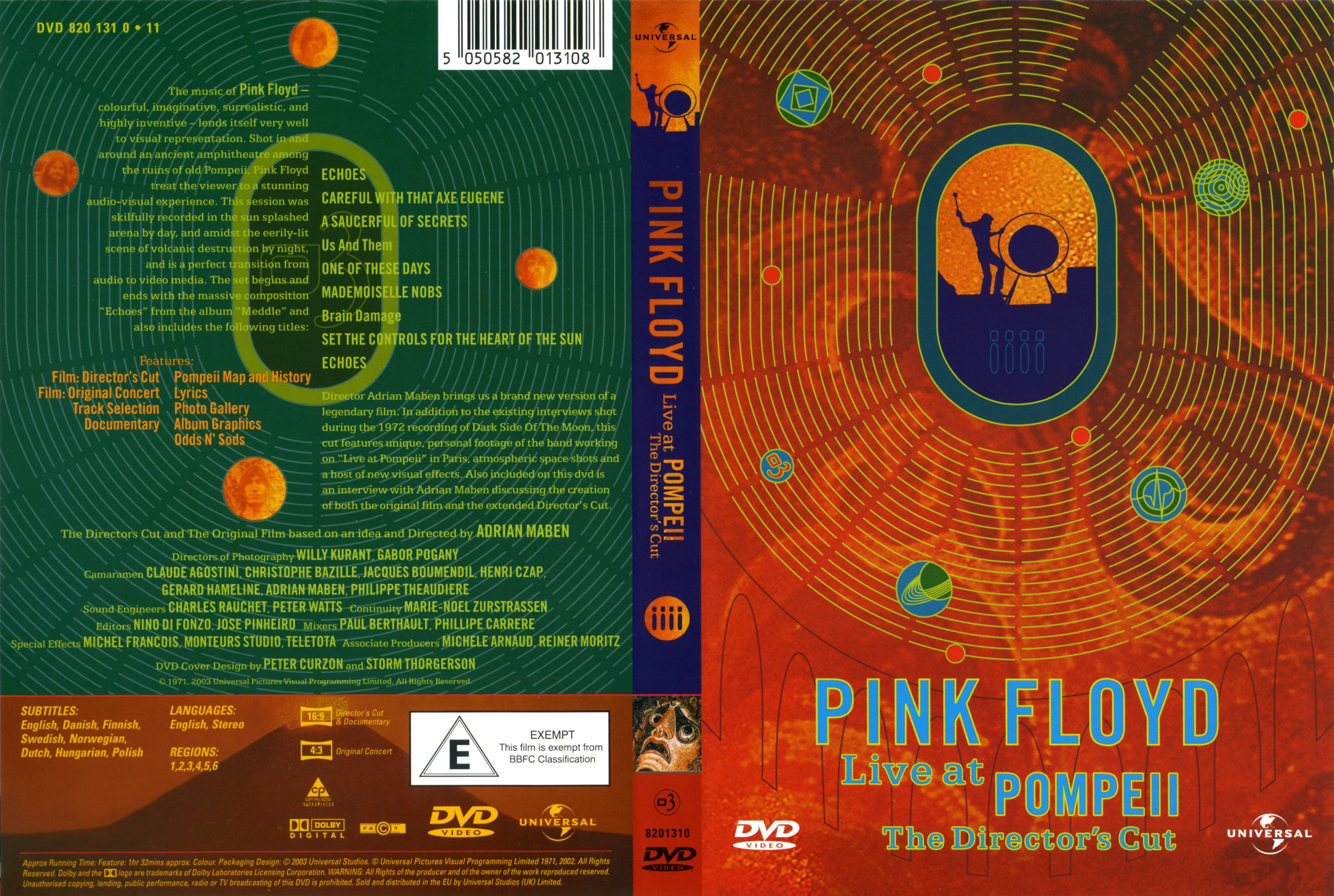 Jaquette DVD Pink Floyd Live at pompei