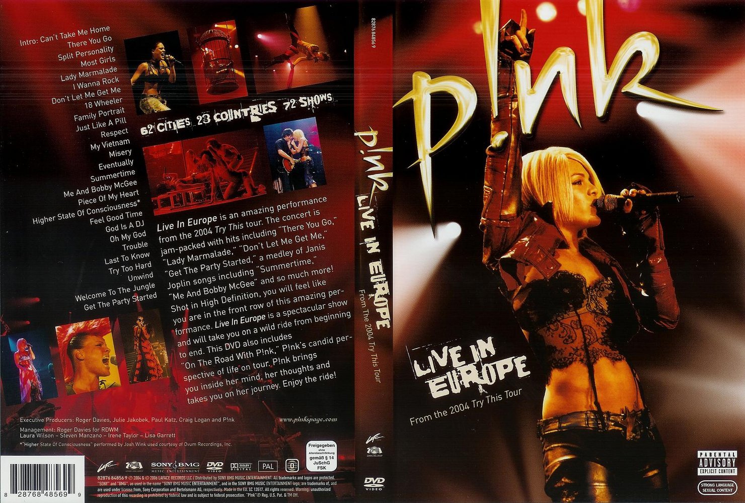 Jaquette Dvd De Pink Live In Europe 2004 Cinéma Passion