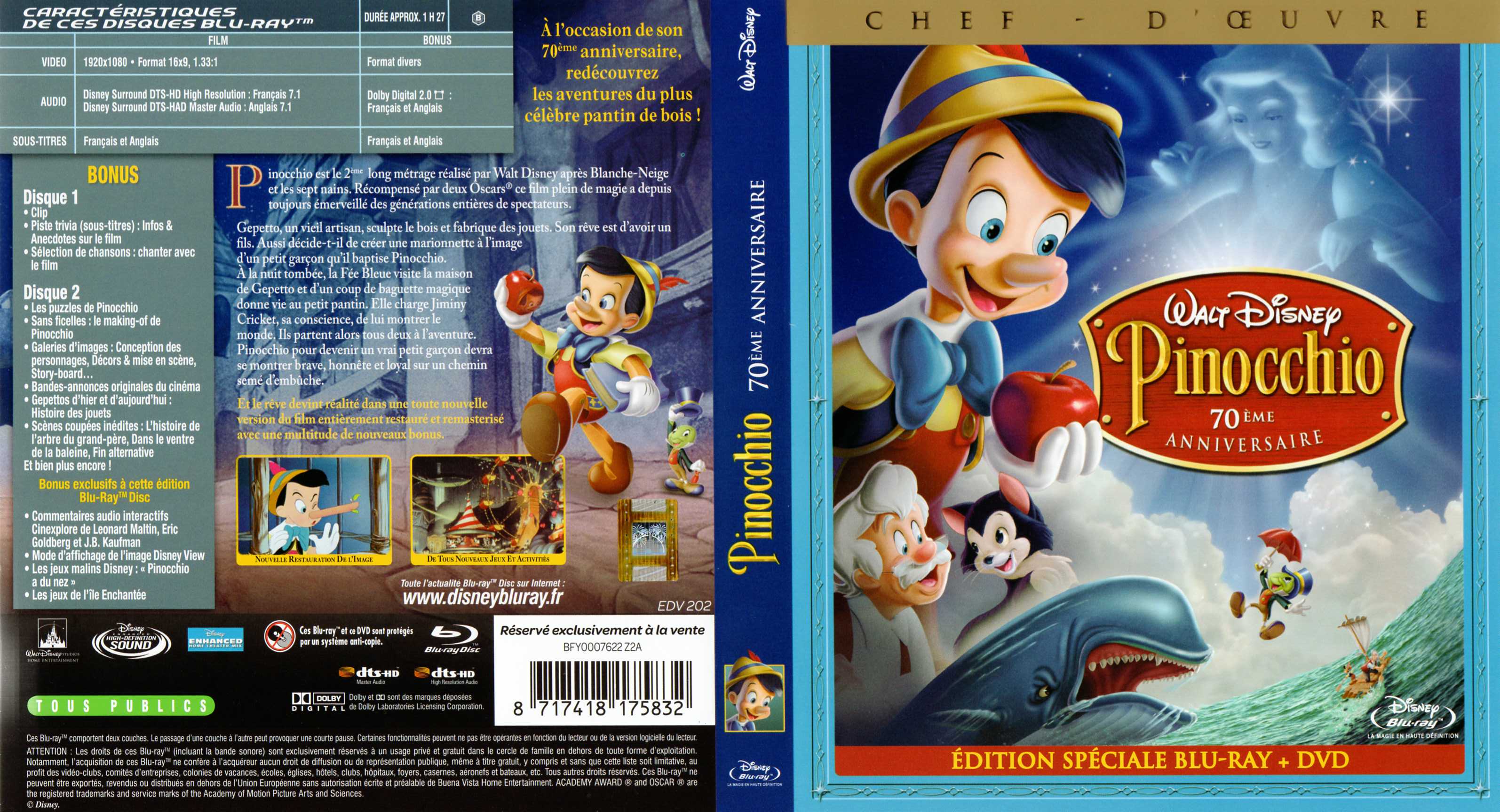 Jaquette DVD Pinocchio (BLU-RAY)