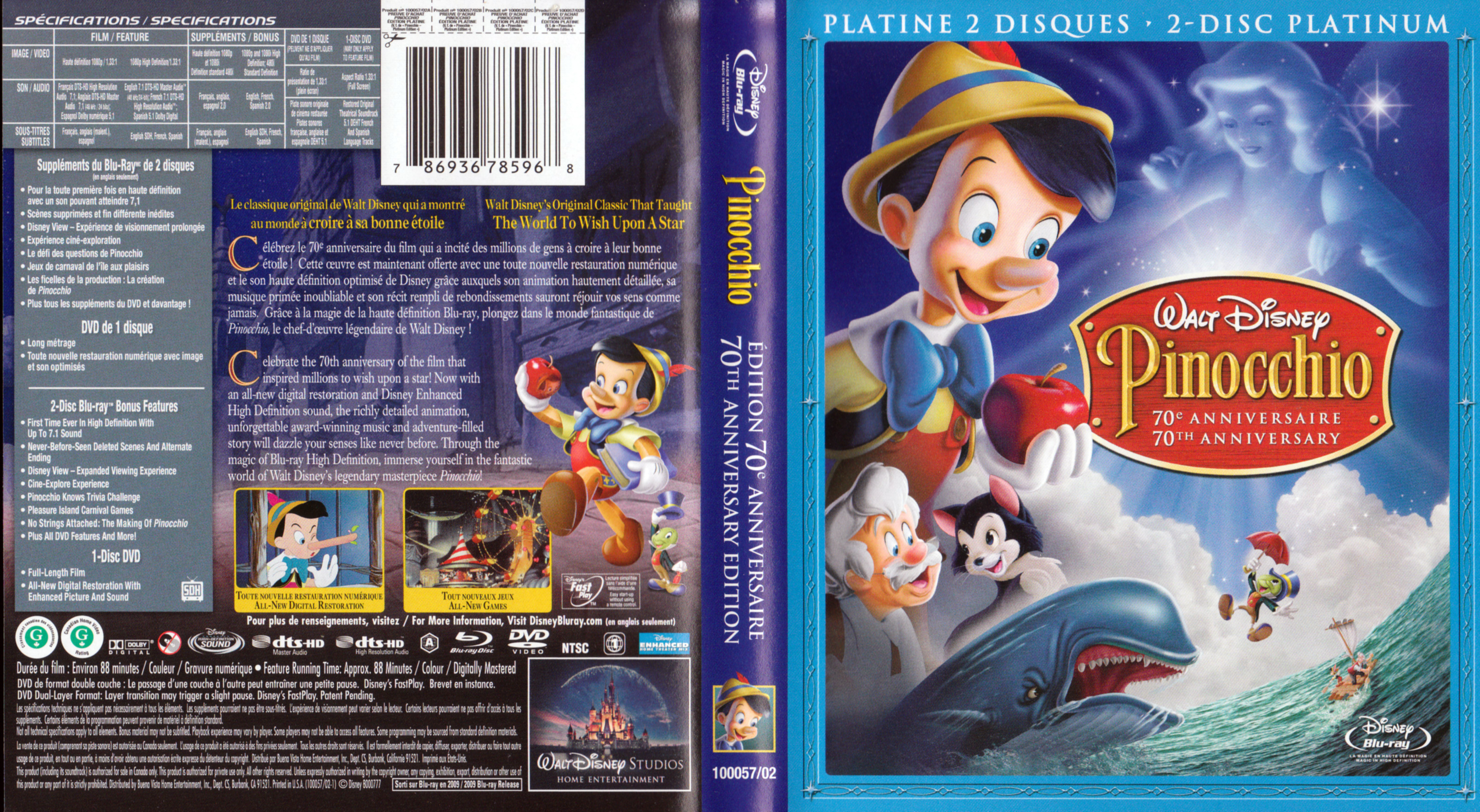 Jaquette DVD Pinocchio (BLU-RAY) (Canadienne)