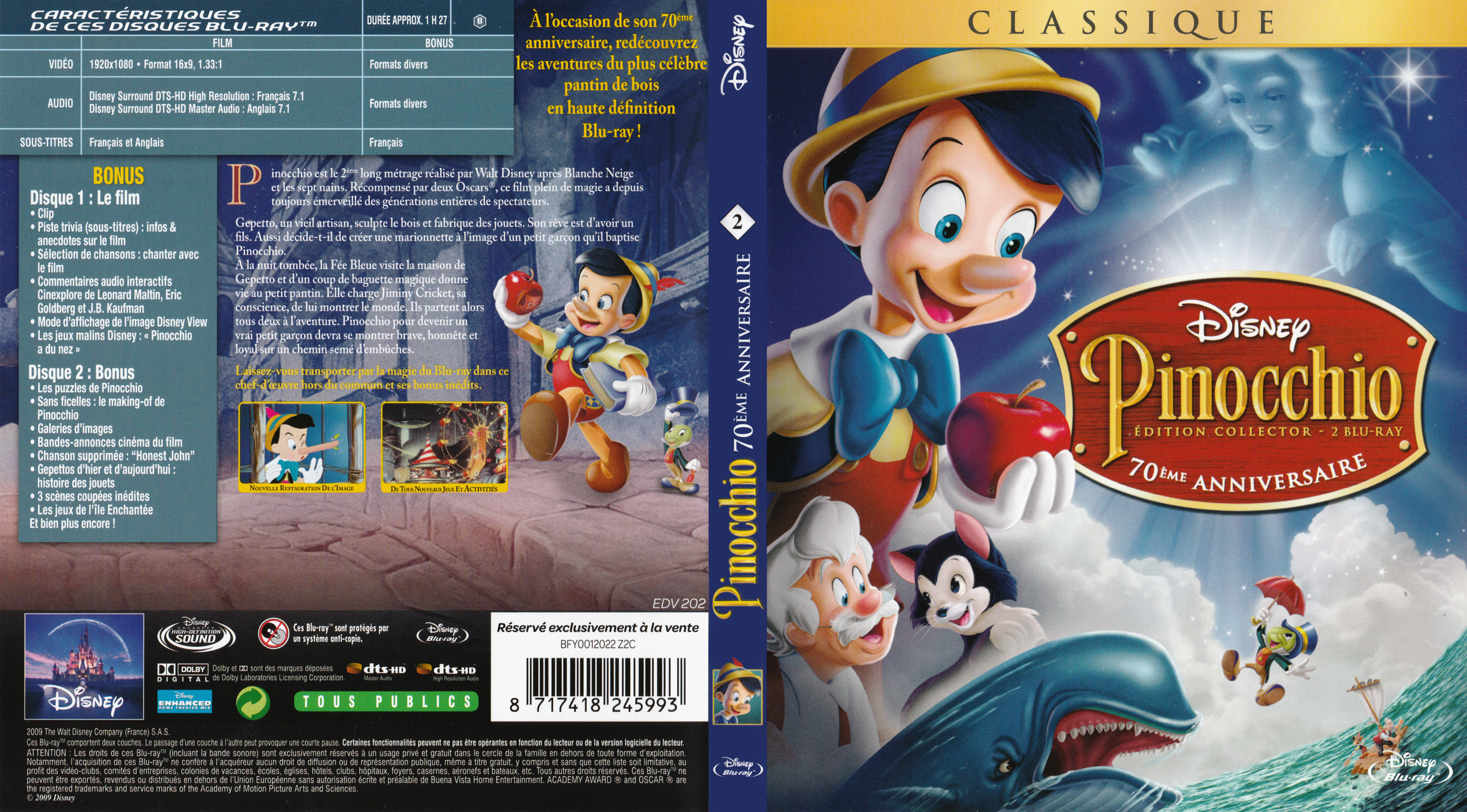 Jaquette DVD Pinocchio (BLU-RAY) v3