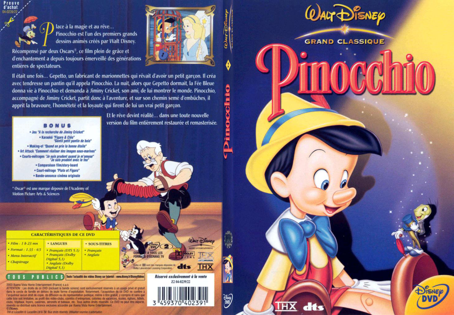 Jaquette DVD Pinocchio - SLIM