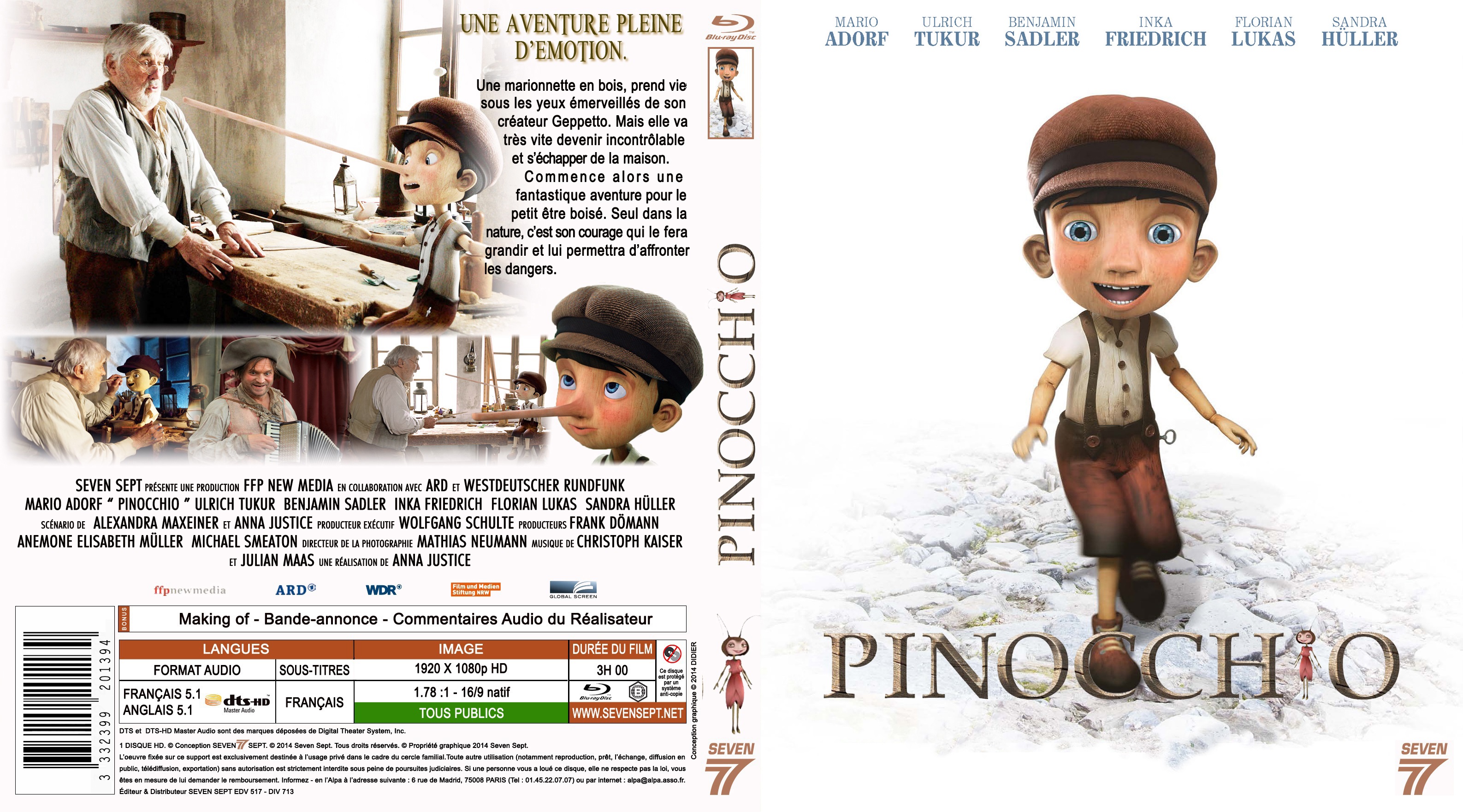 Jaquette DVD Pinocchio custom (BLU-RAY)