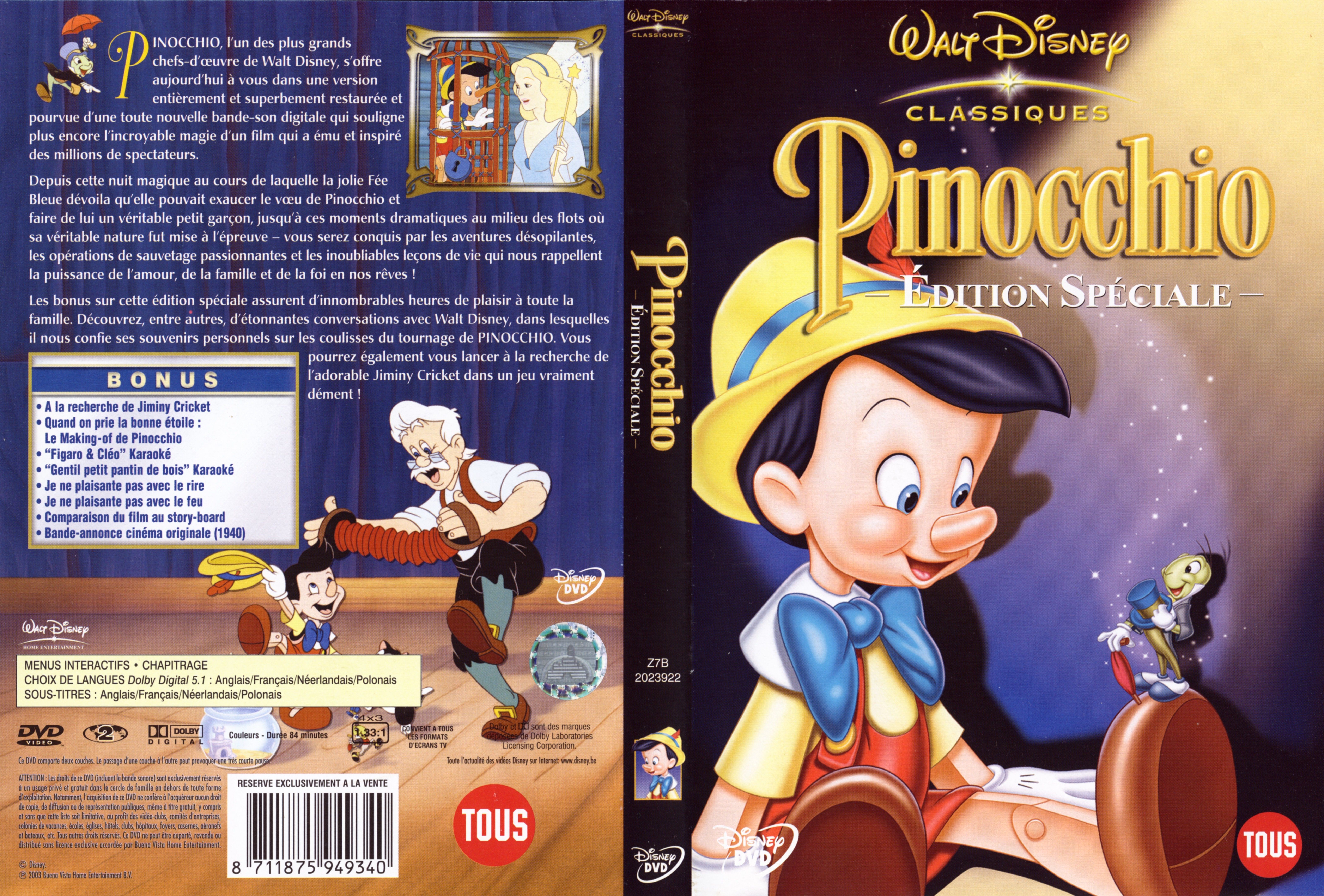 Jaquette DVD Pinocchio v2