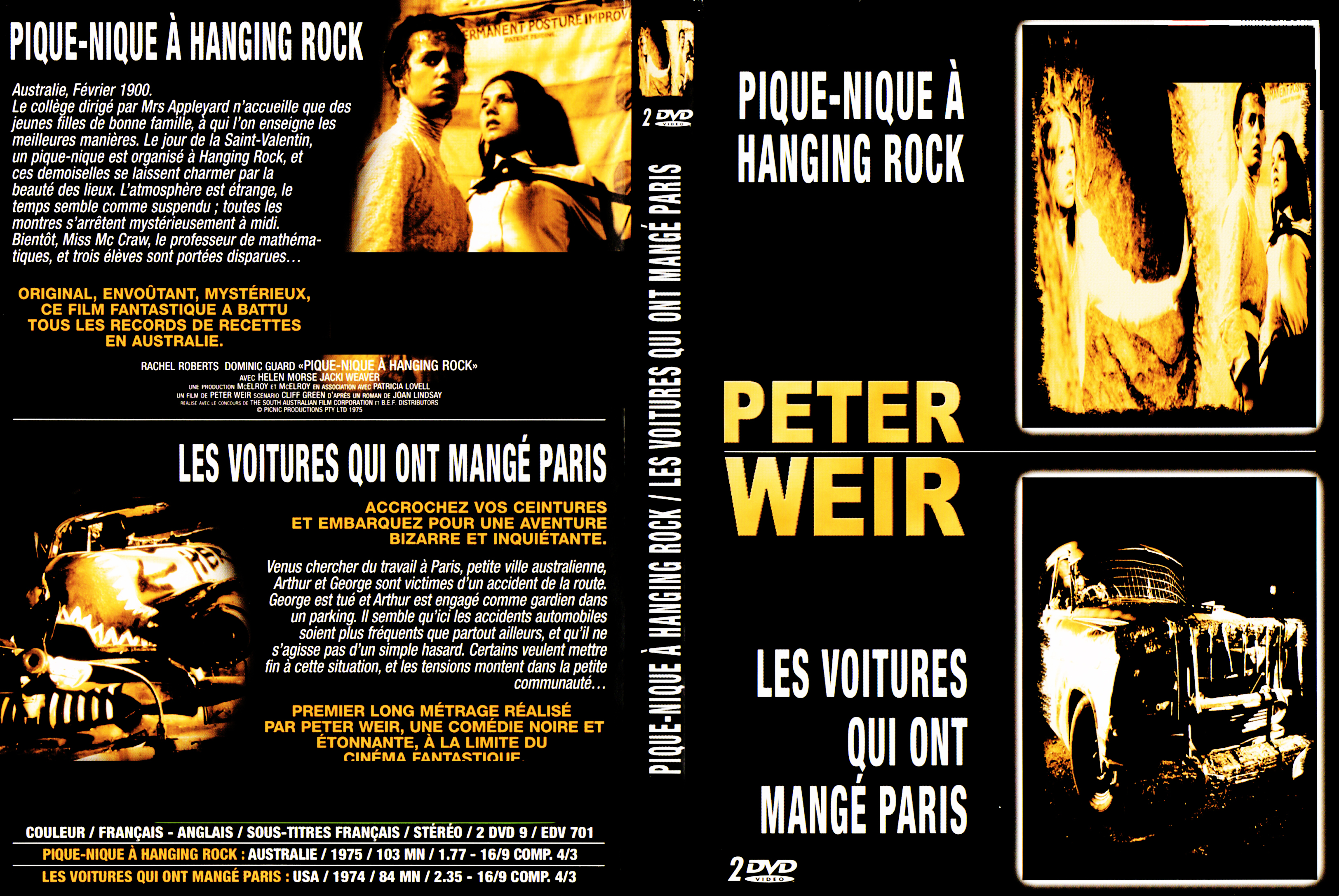 Jaquette DVD Pique-nique  Hanging Rock + Les voitures qui ont mang Paris