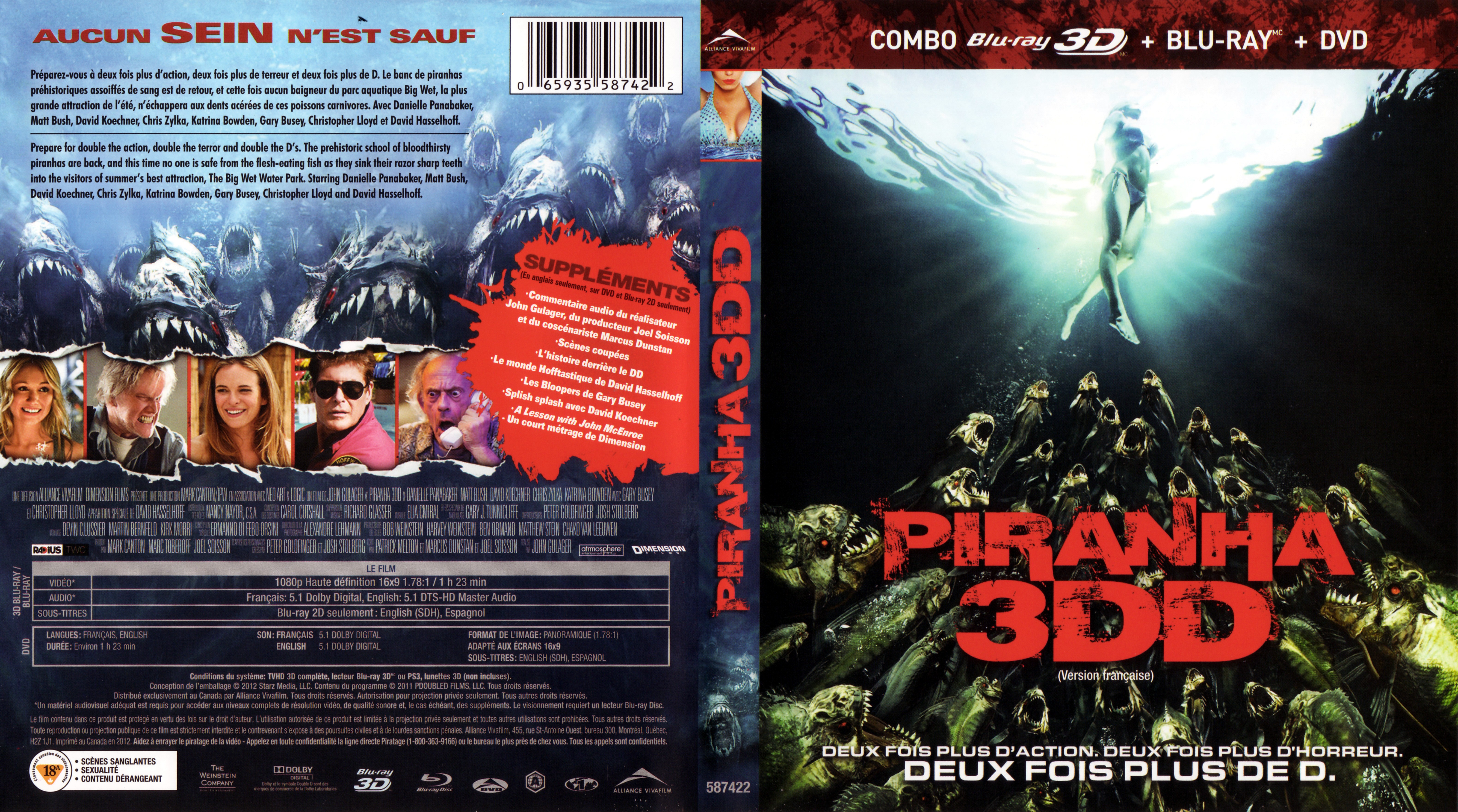 Jaquette DVD Piranha 3DD (Canadienne) (BLU-RAY)
