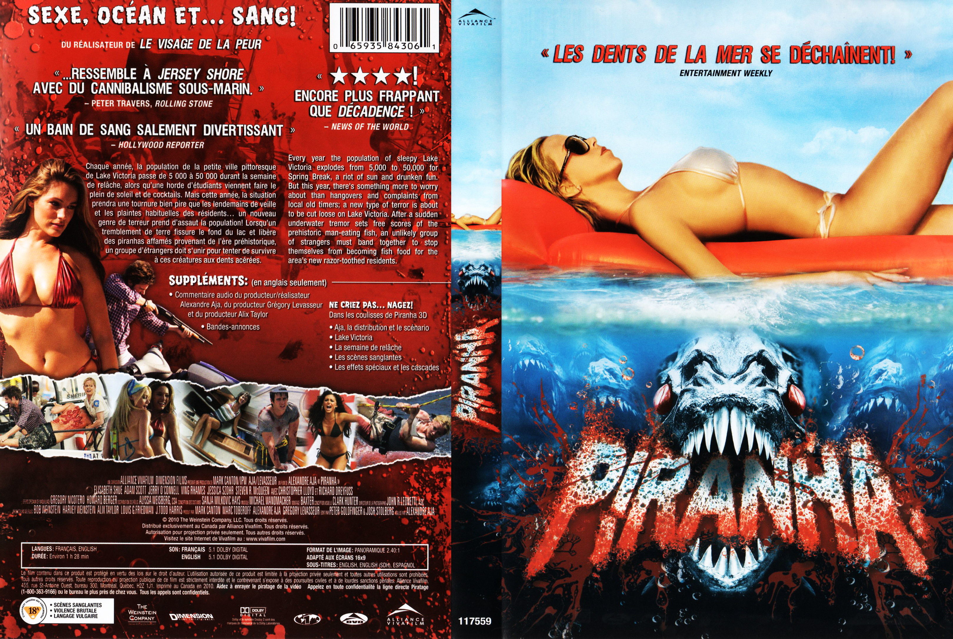 Jaquette DVD Piranha (2010) (Canadienne)