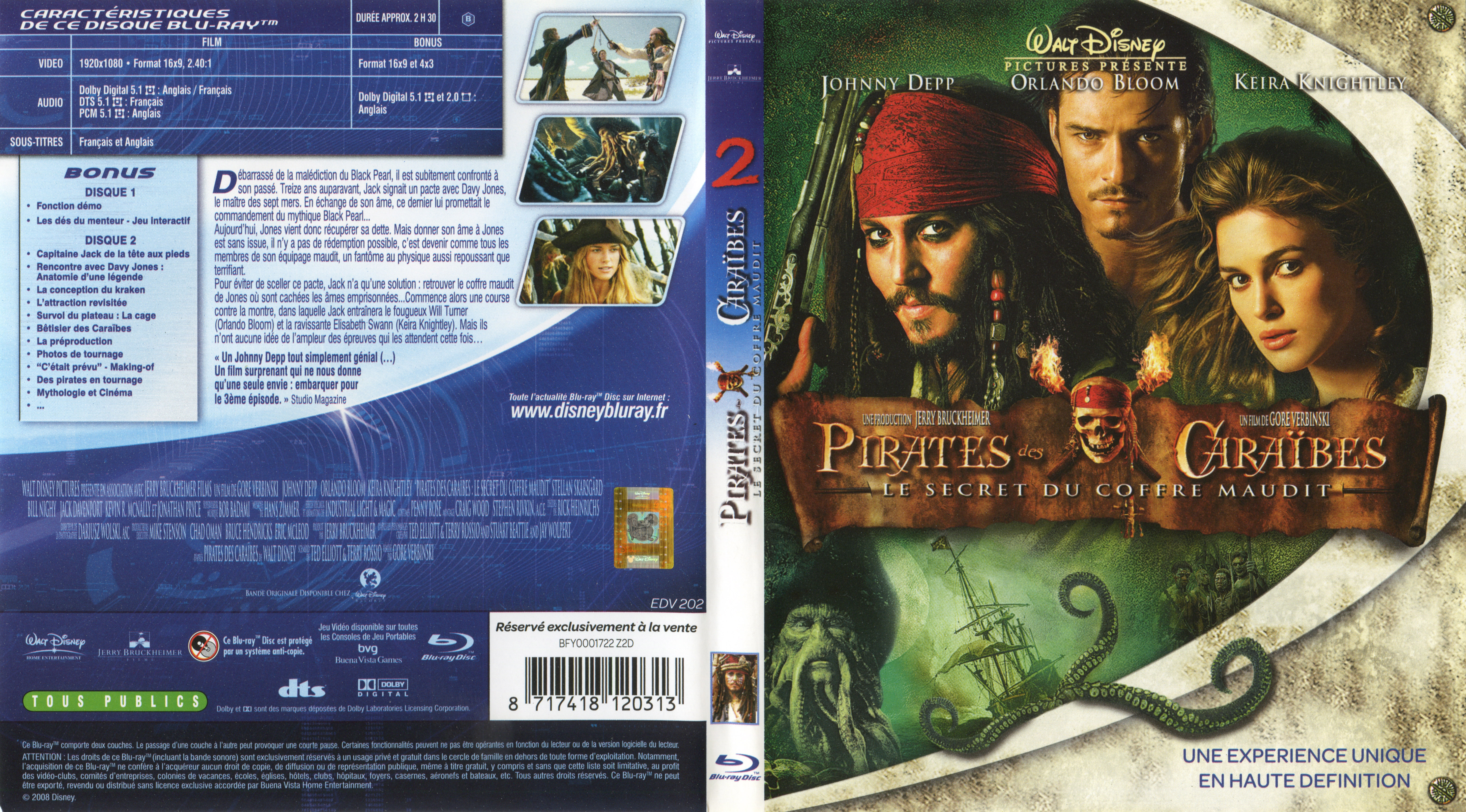 Jaquette DVD Pirates des Caraibes 2 (BLU-RAY) v2