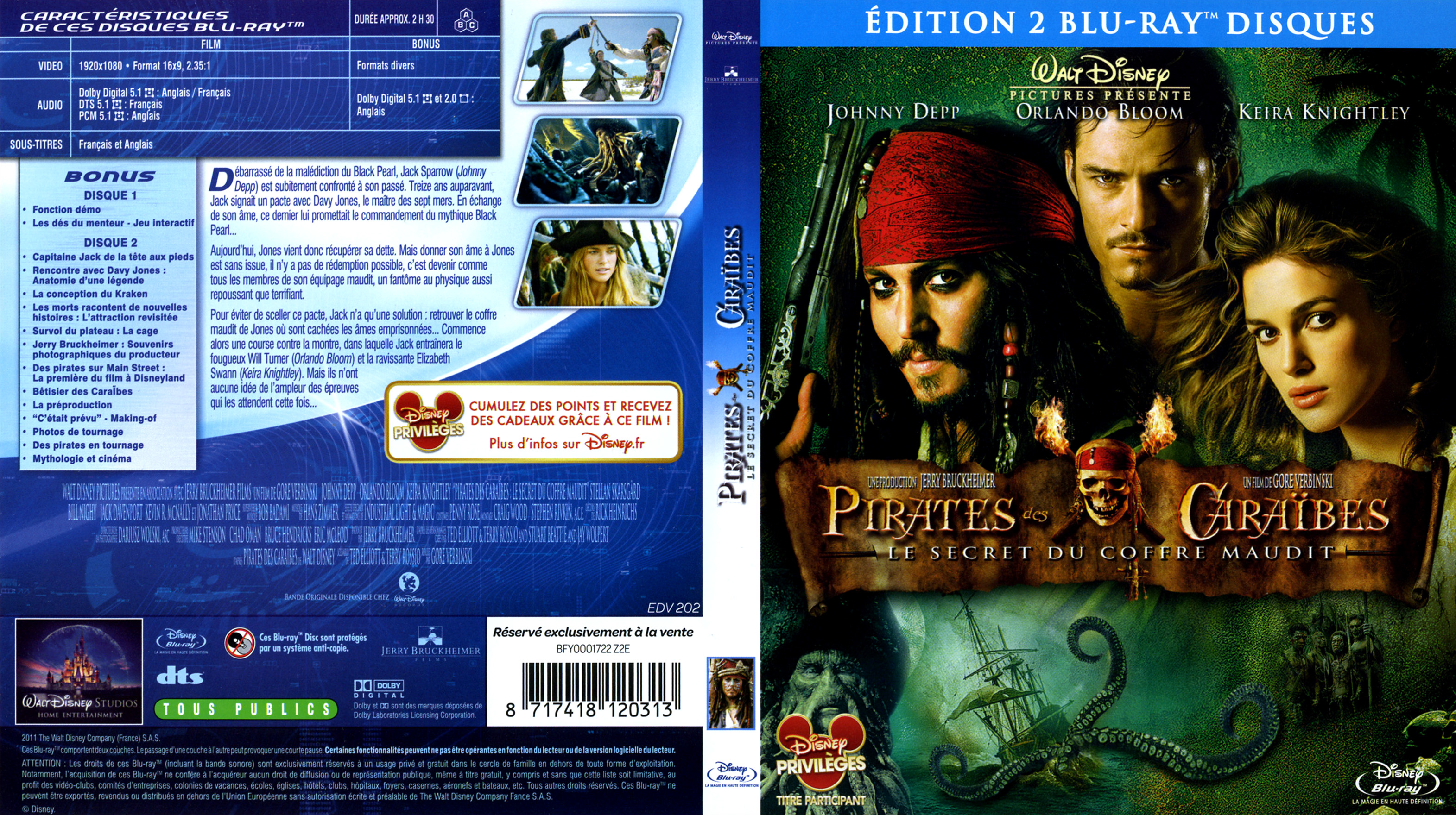 Jaquette DVD Pirates des Caraibes 2 (BLU-RAY) v3