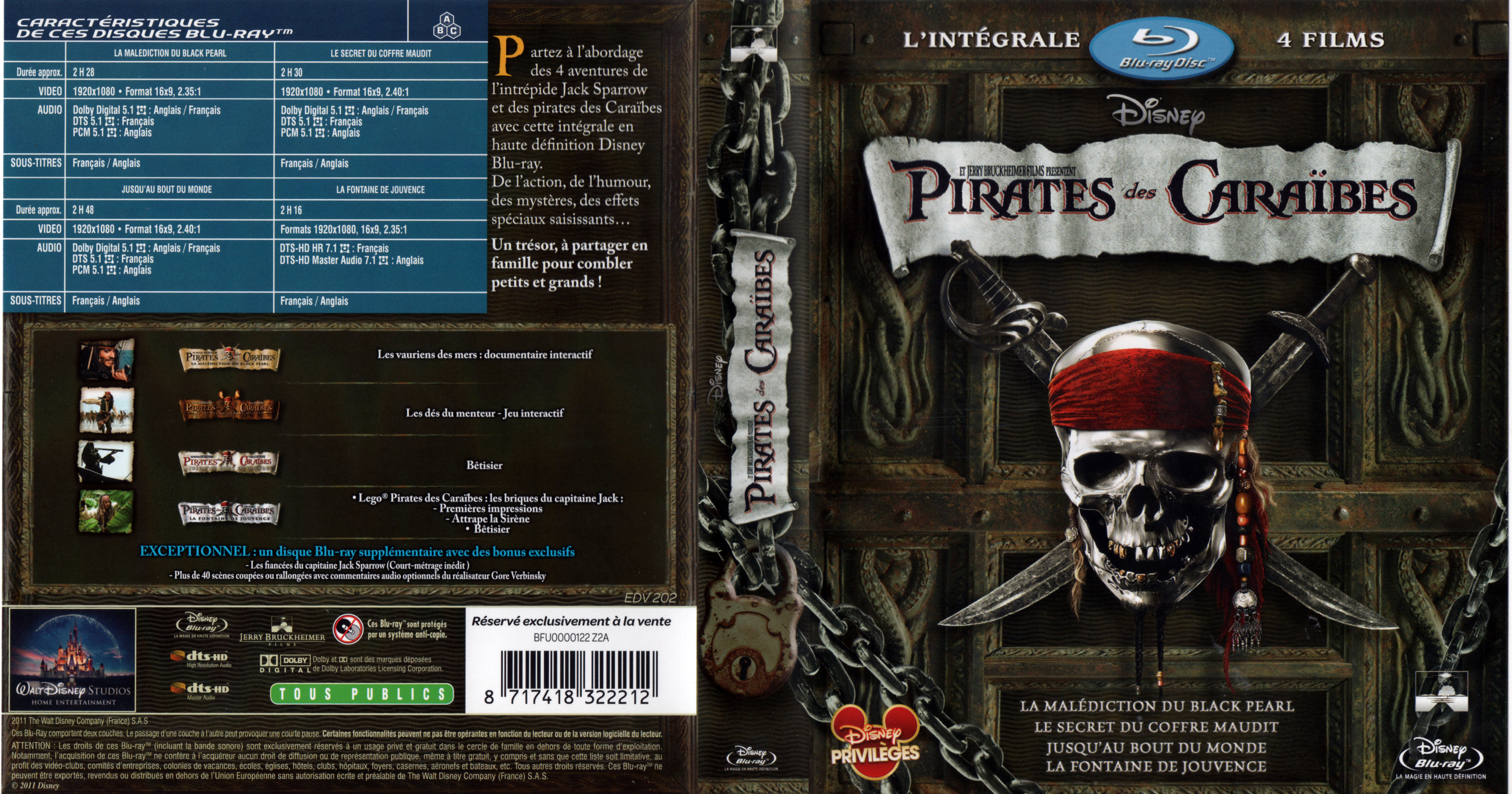 Jaquette DVD Pirates des Caraibes Integrale (BLU-RAY)