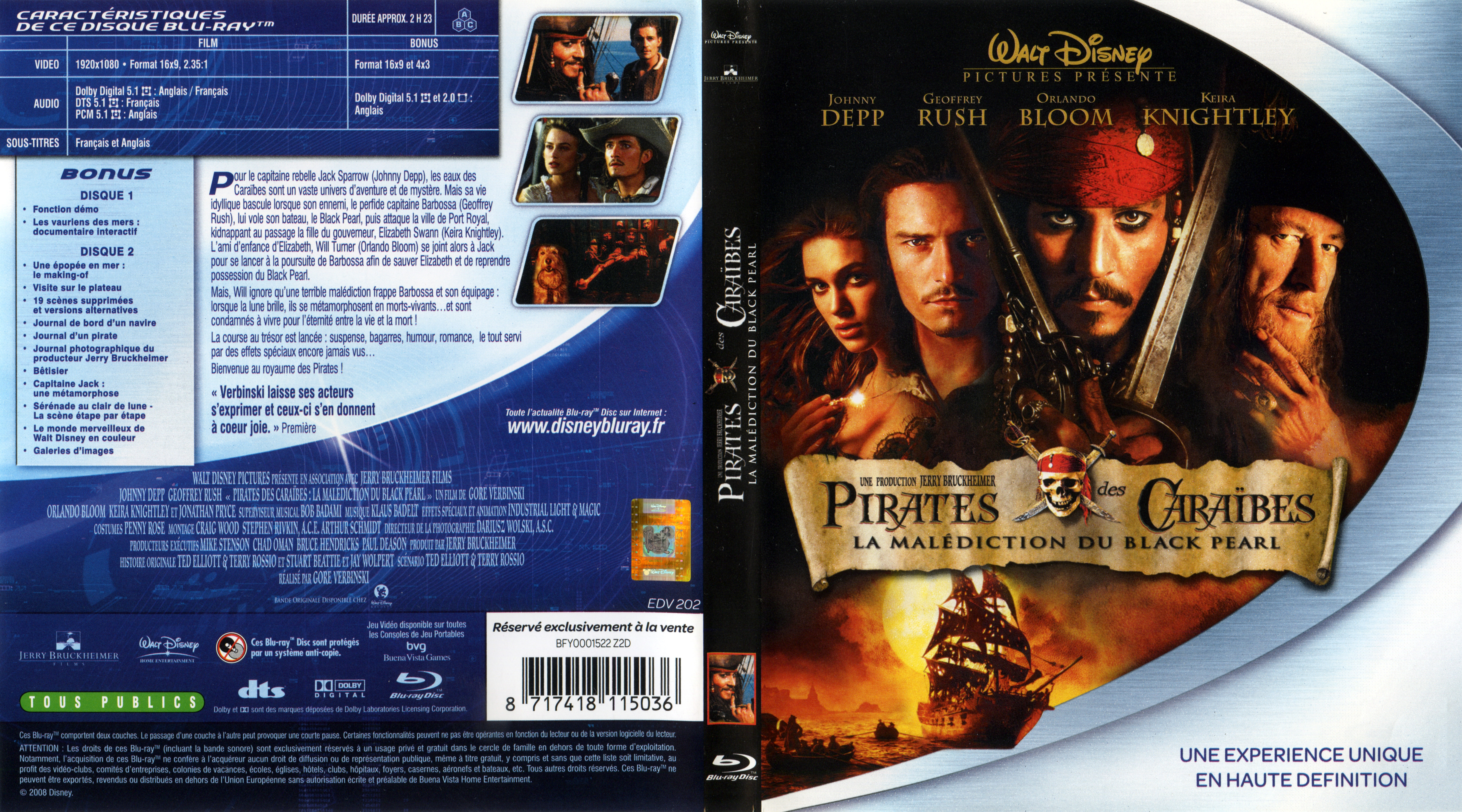 Jaquette DVD Pirates des Caraibes (BLU-RAY) v2