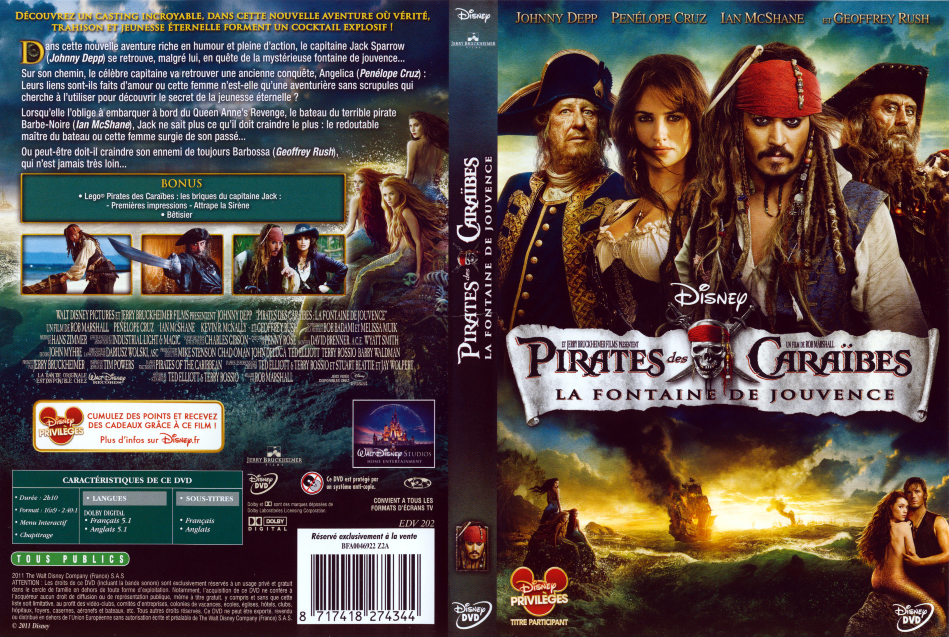 Jaquette DVD Pirates des Caraibes la Fontaine de Jouvence