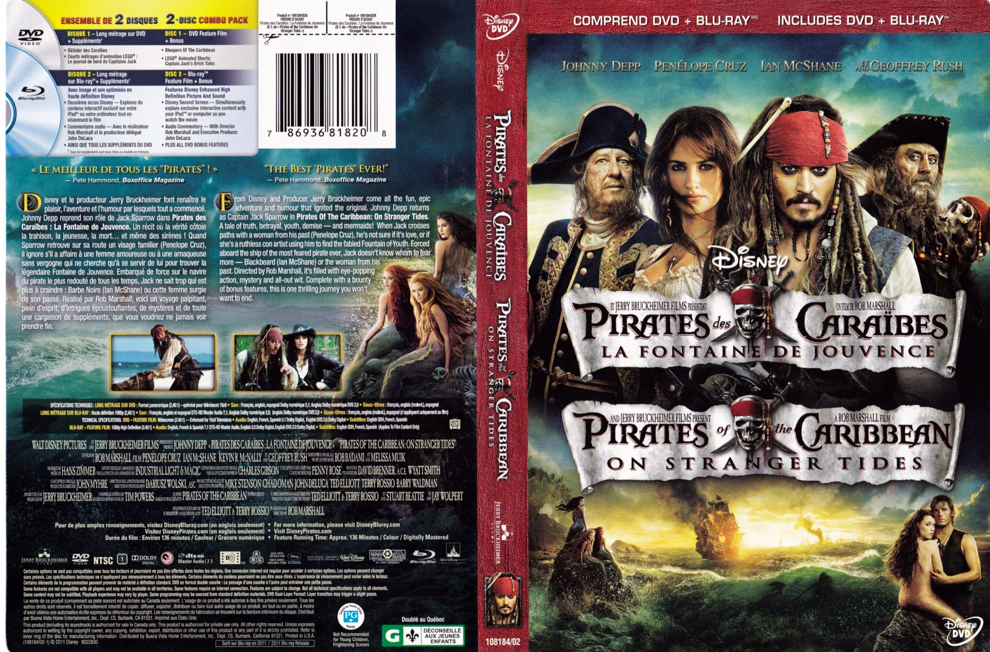 Jaquette DVD Pirates des Caraibes la Fontaine de Jouvence (Canadienne)