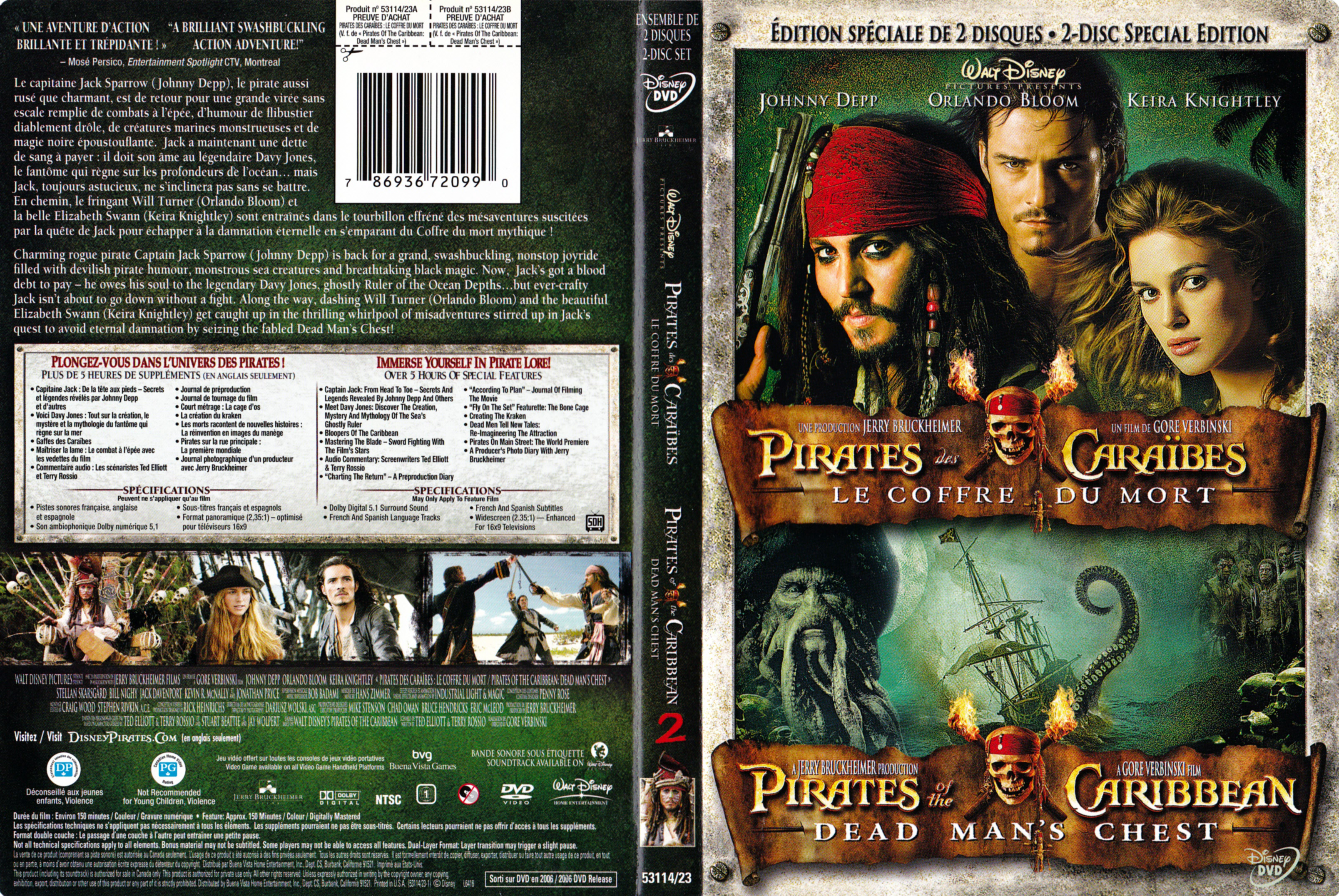 Jaquette DVD Pirates des caraibes Le coffre du mort (Canadienne)