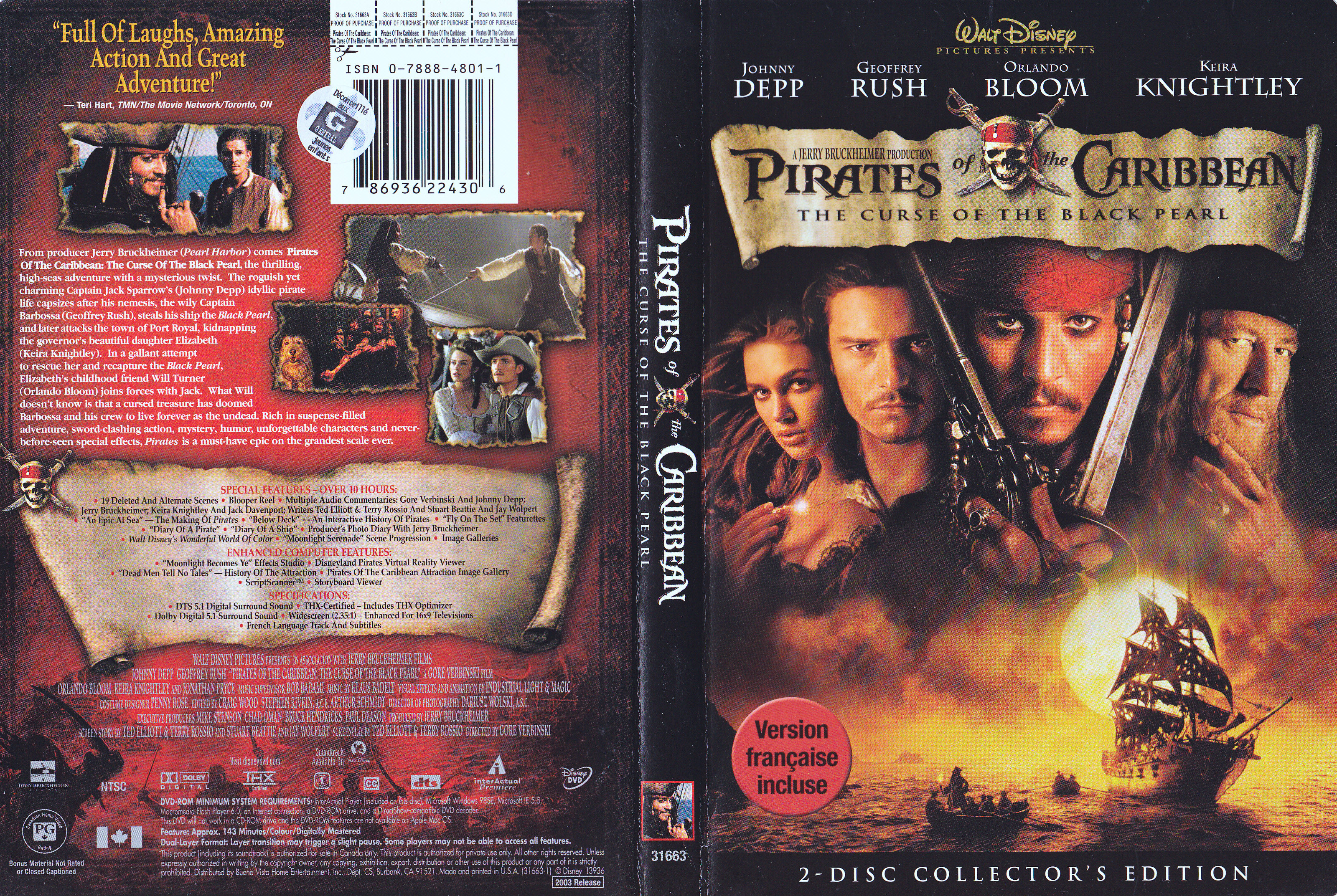 Jaquette DVD Pirates des caraibes - La course du black pearl (Canadienne)