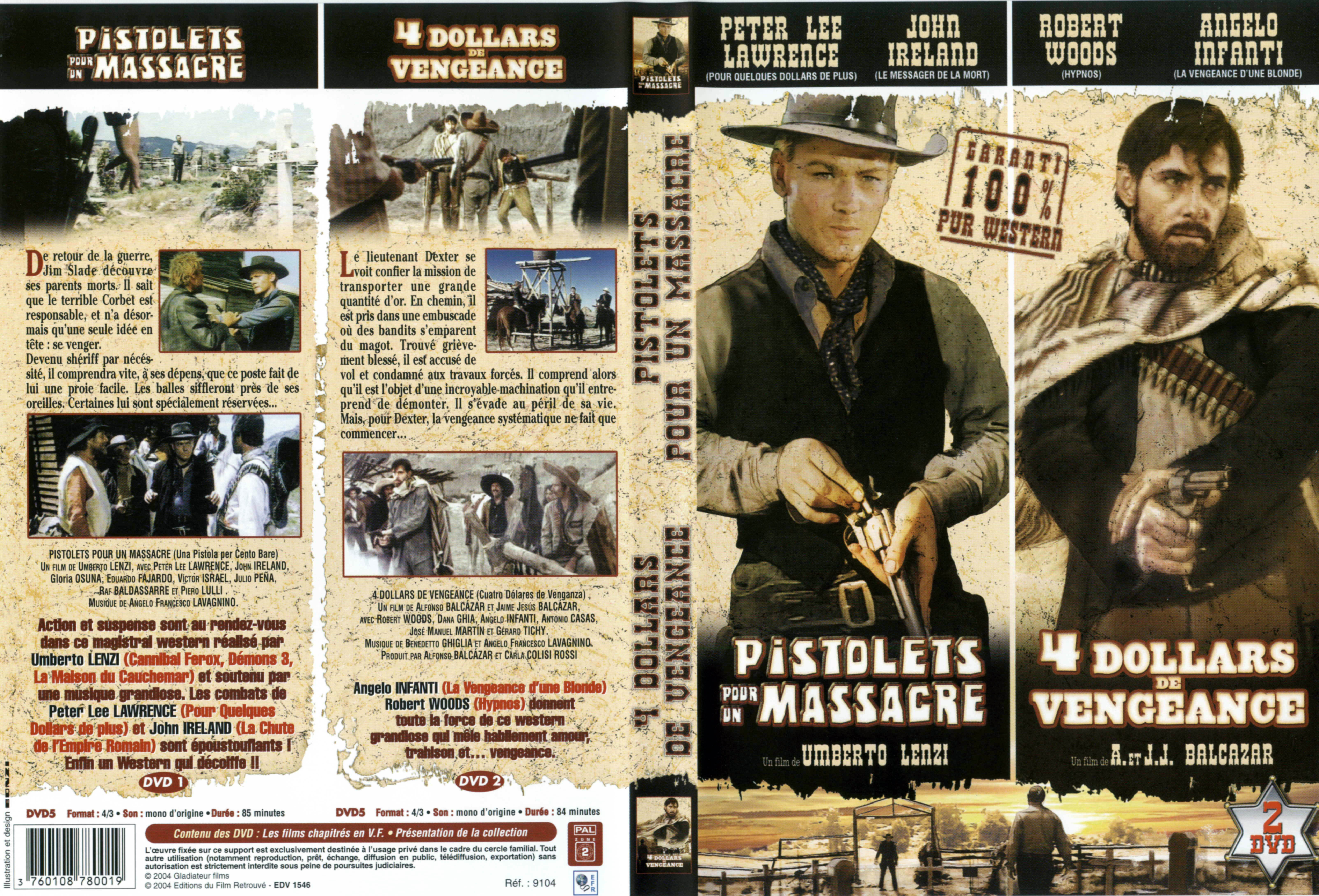 Jaquette DVD Pistolets pour un massacre + 4 dollars de vengeance