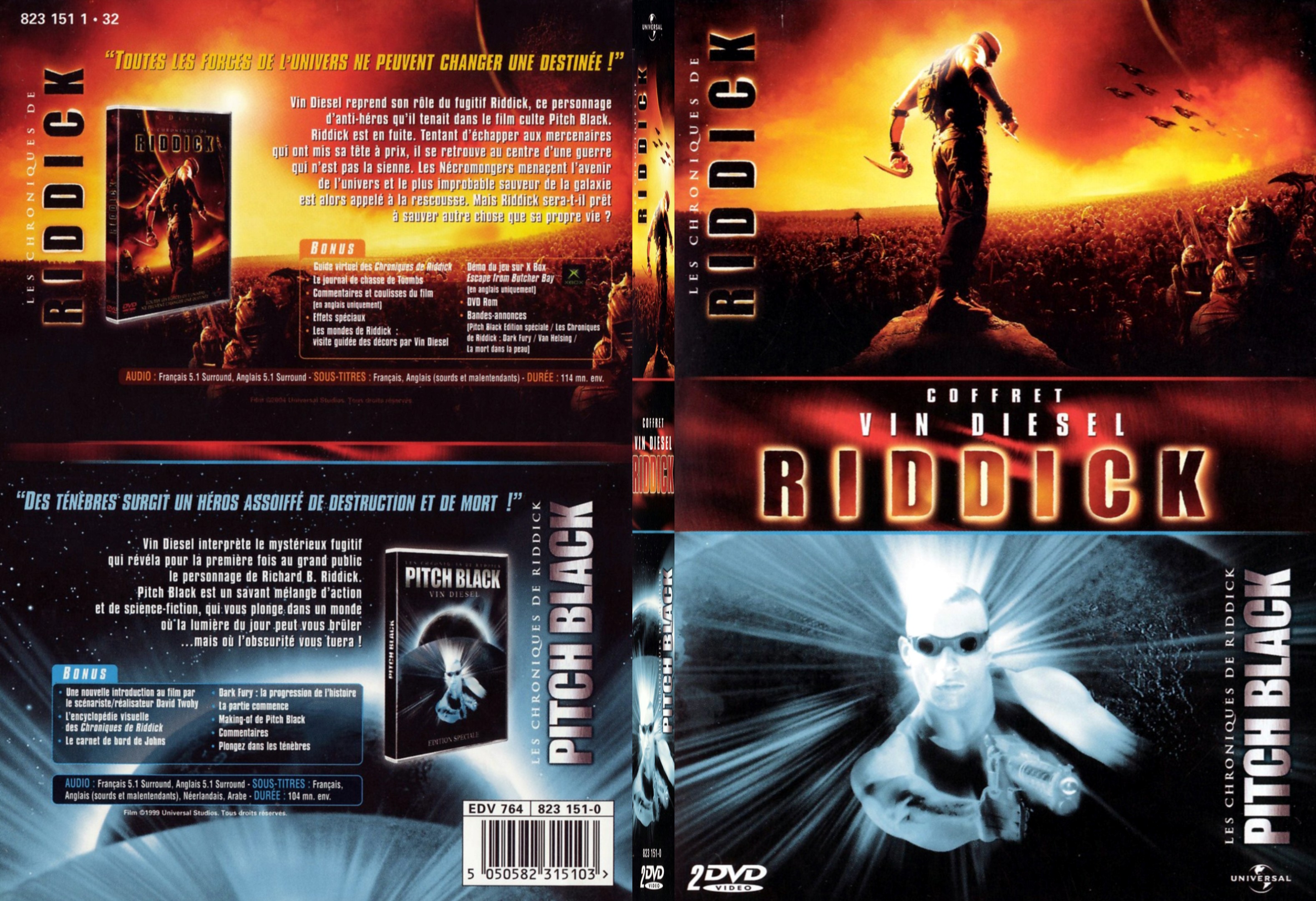 Jaquette DVD Pitch black + Les chroniques de Riddick - SLIM