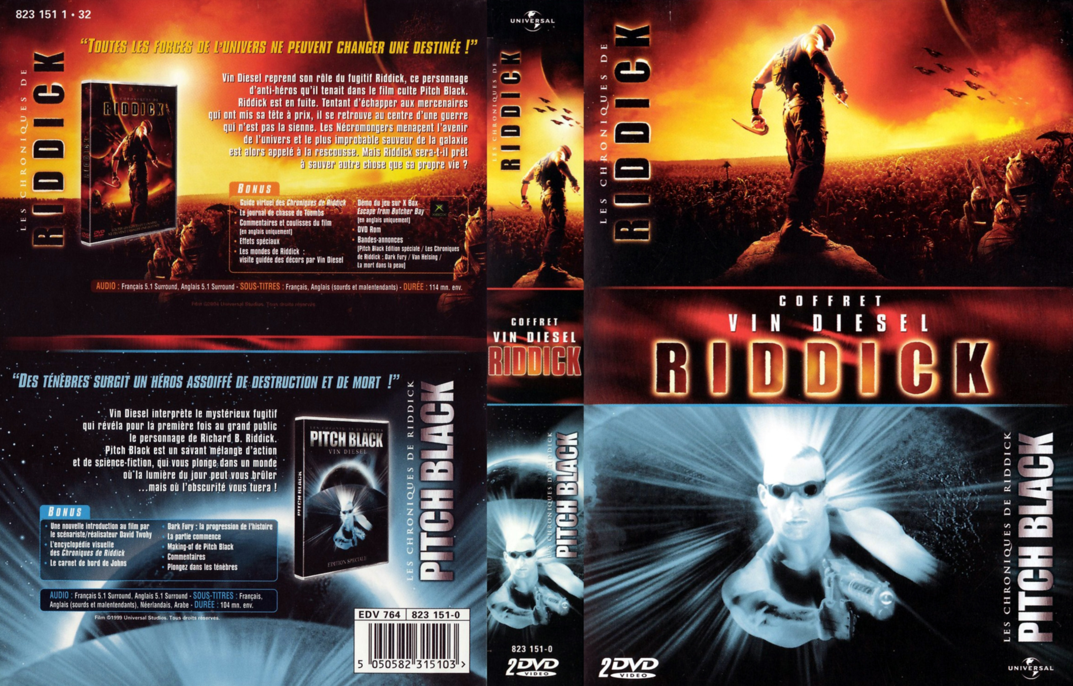 Jaquette DVD Pitch black + les chroniques de riddick COFFRET