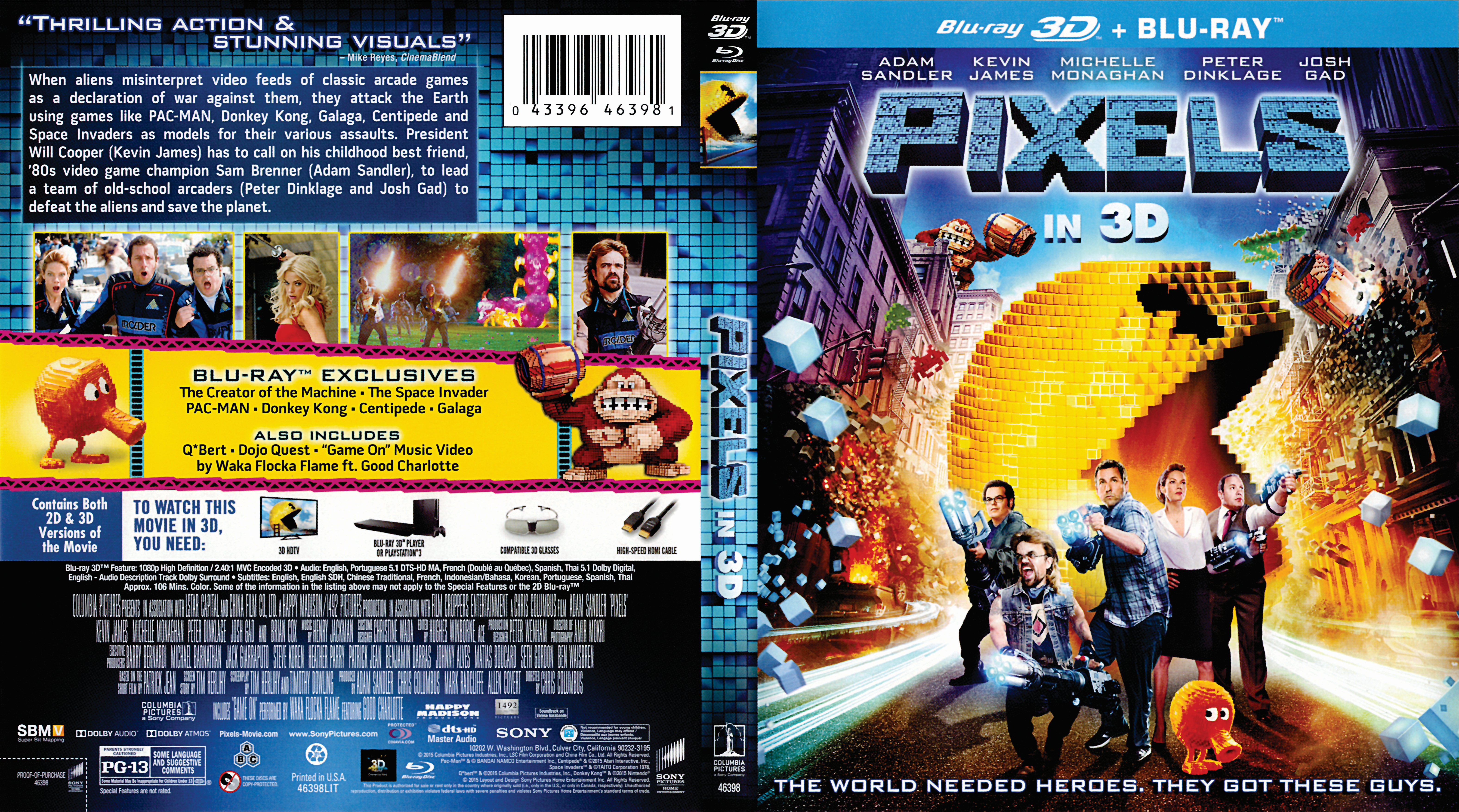 Jaquette DVD Pixels 3D Zone 1 (BLU-RAY)