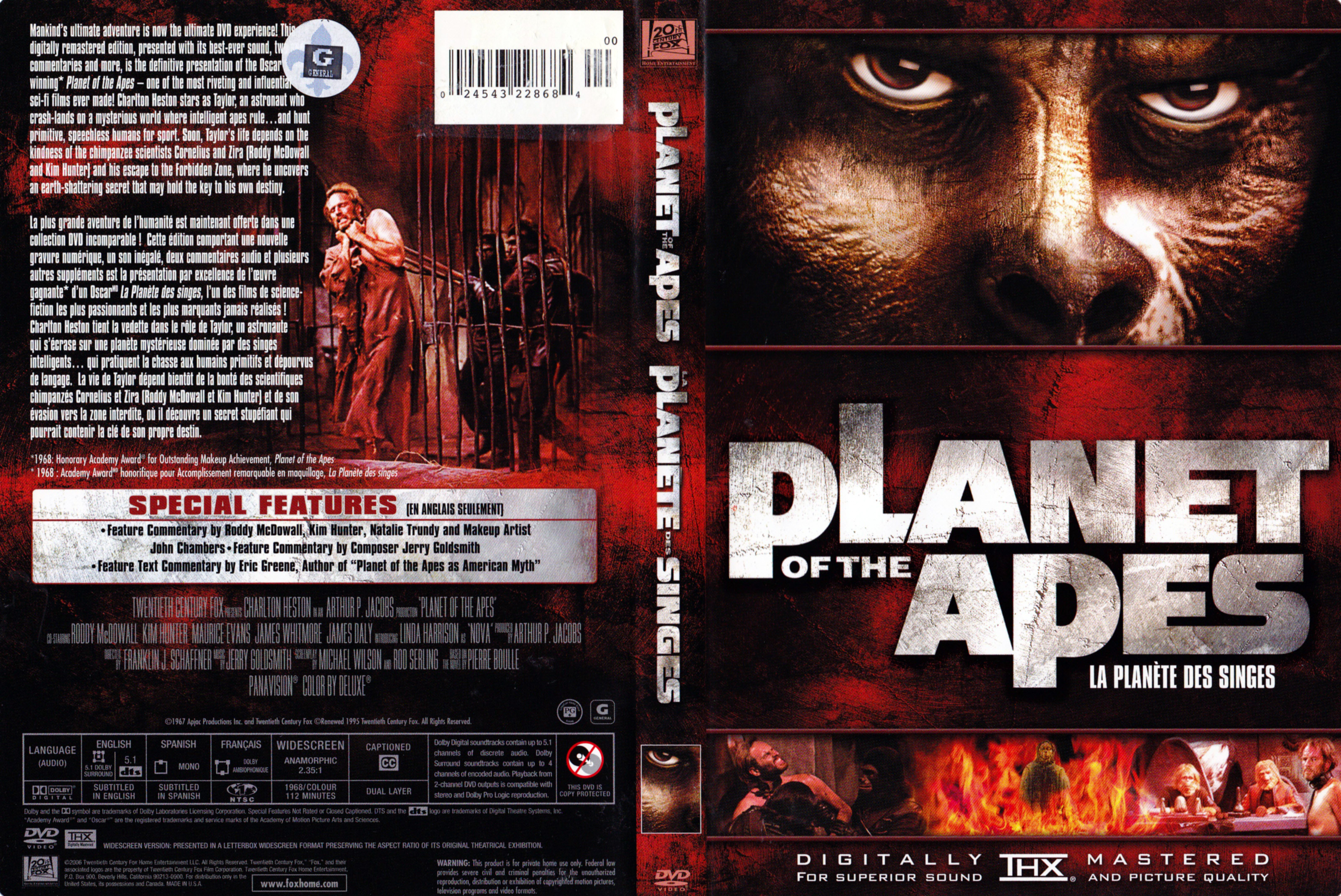 Jaquette DVD Planet of the Apes - La plante des singes (Canadienne)