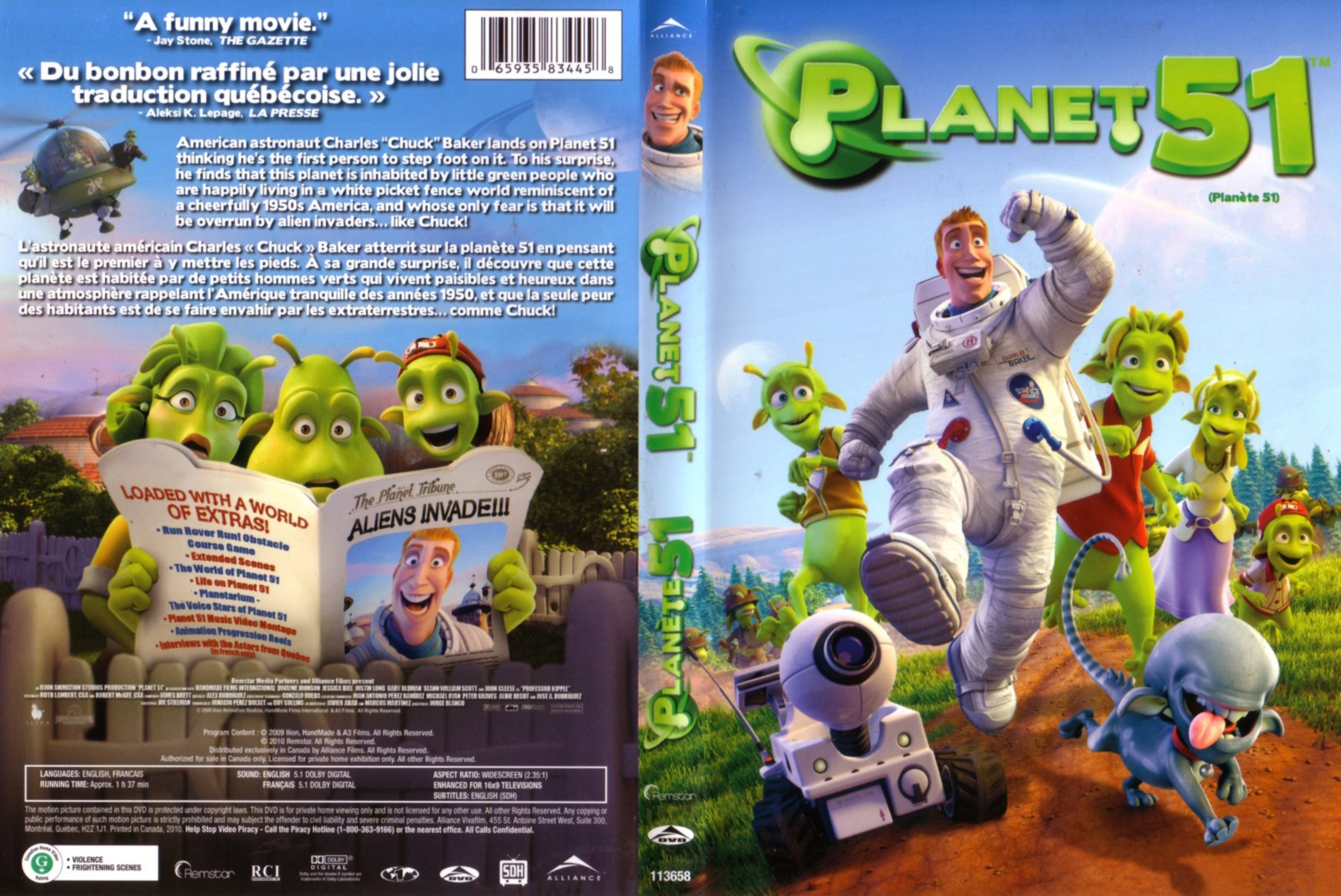 Jaquette DVD Planete 51 (Canadienne)