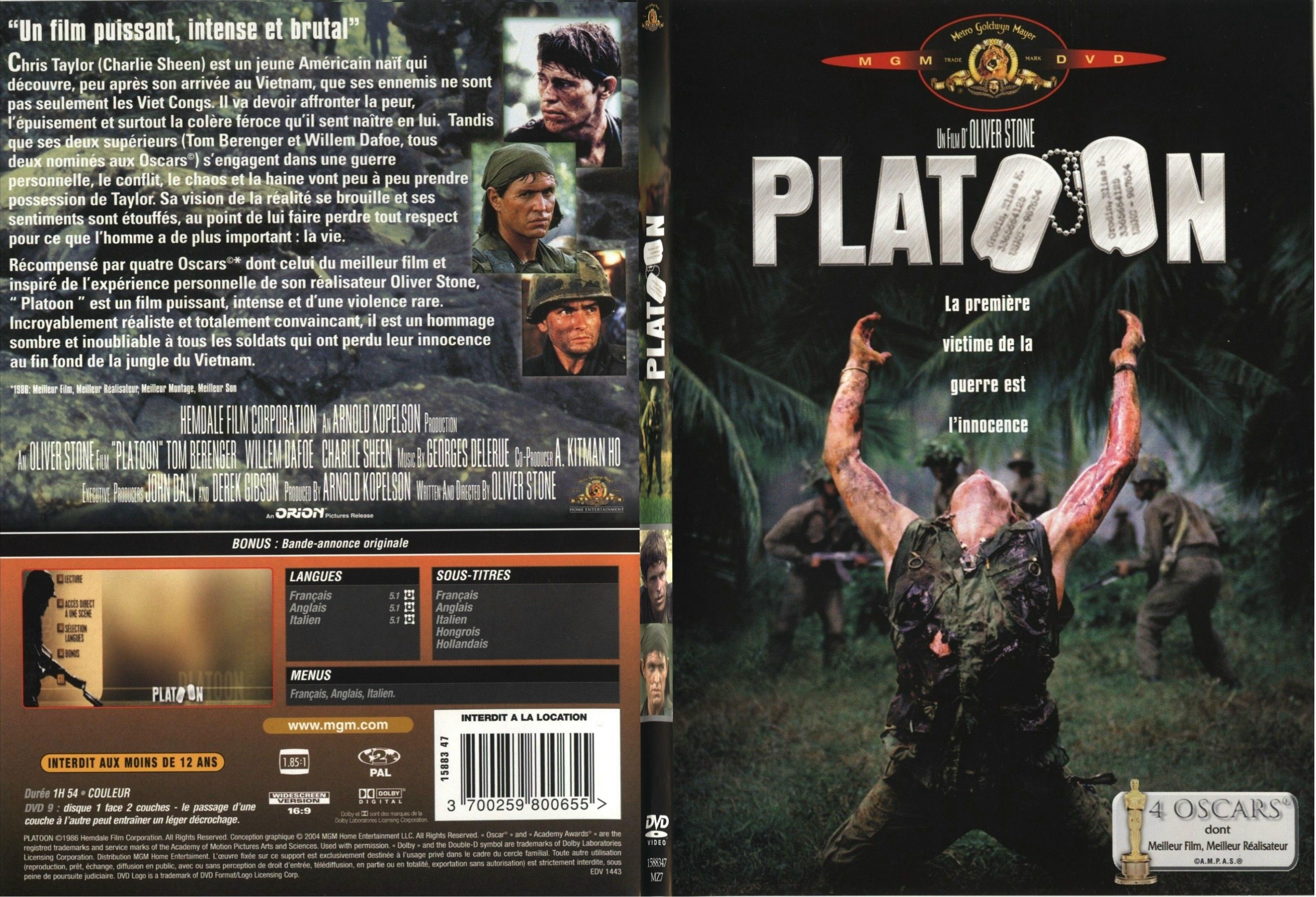 Jaquette DVD Platoon - SLIM