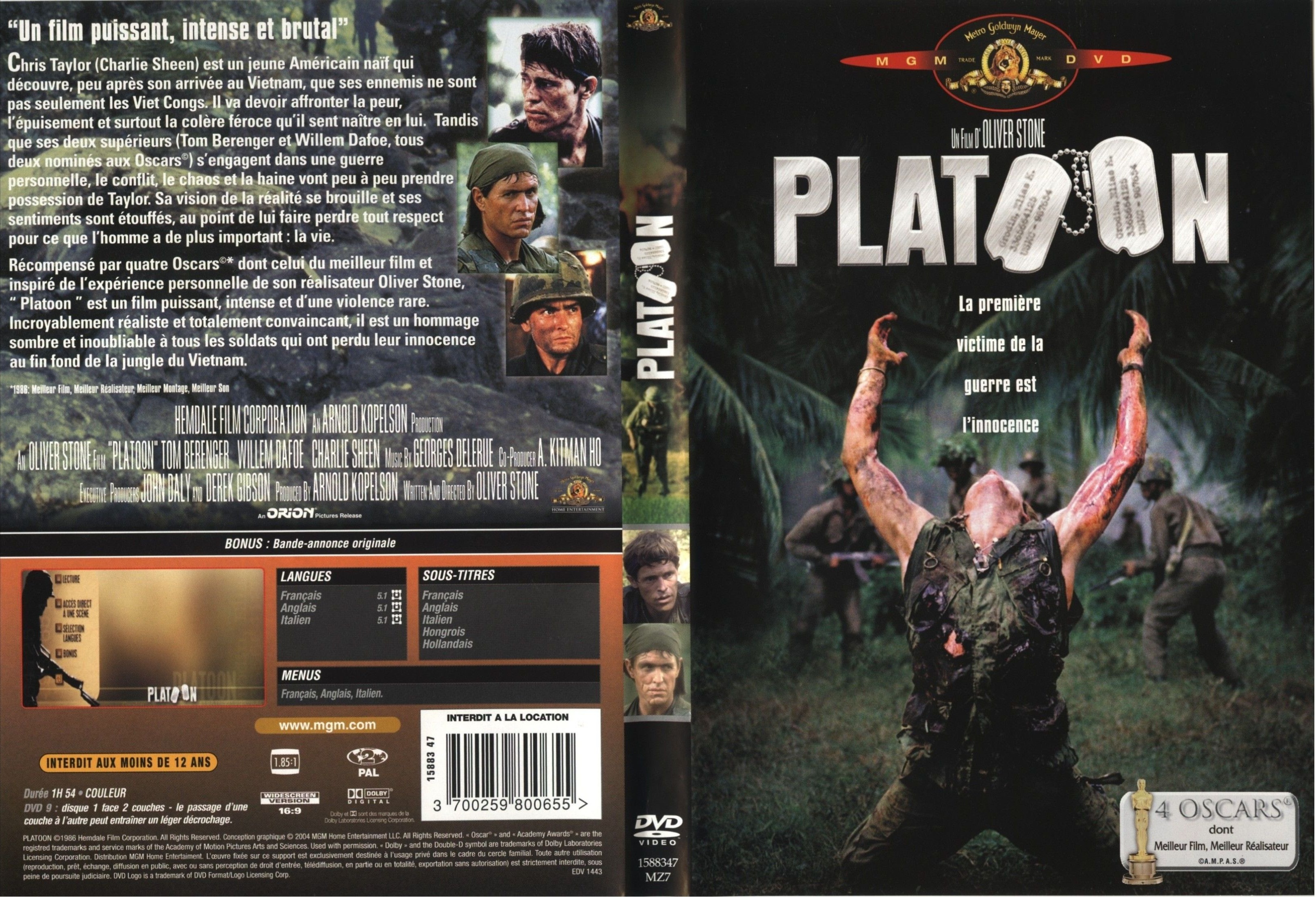 Jaquette DVD Platoon v3