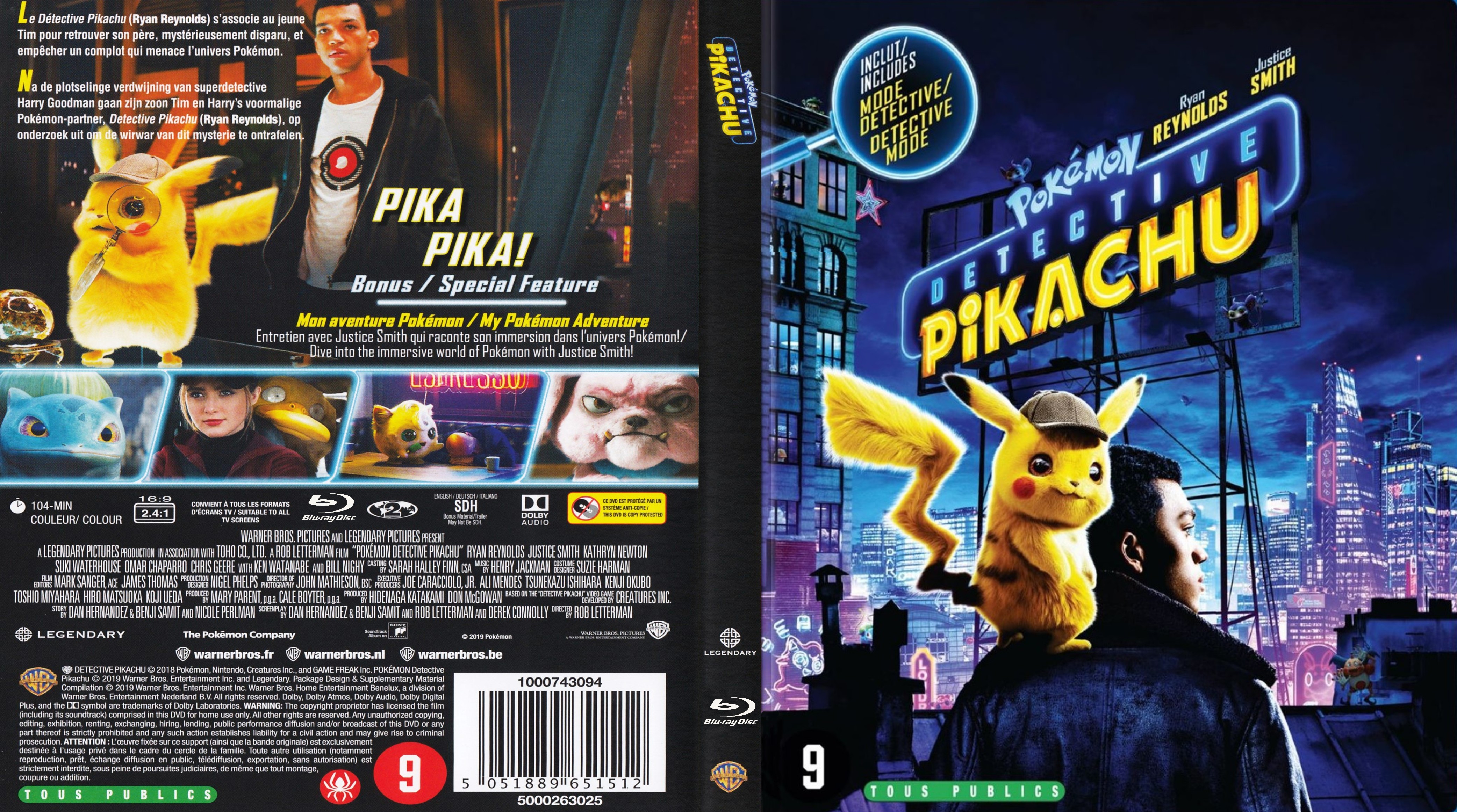 Jaquette DVD Pokemon Detective Pikachu custom (BLU-RAY)