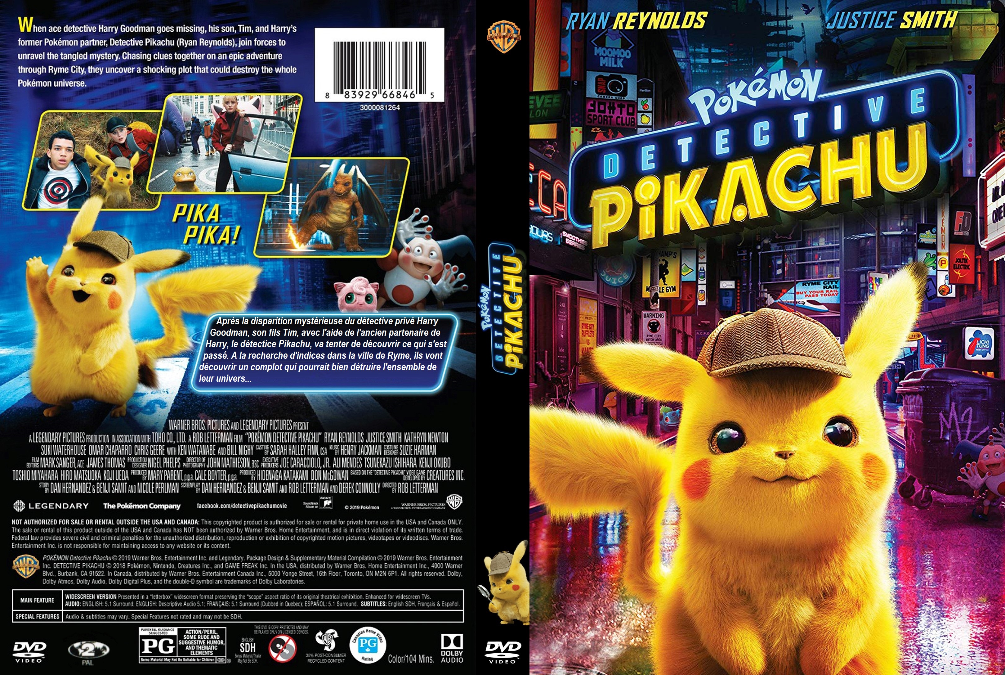 Jaquette DVD Pokemon Detective Pikachu custom v2