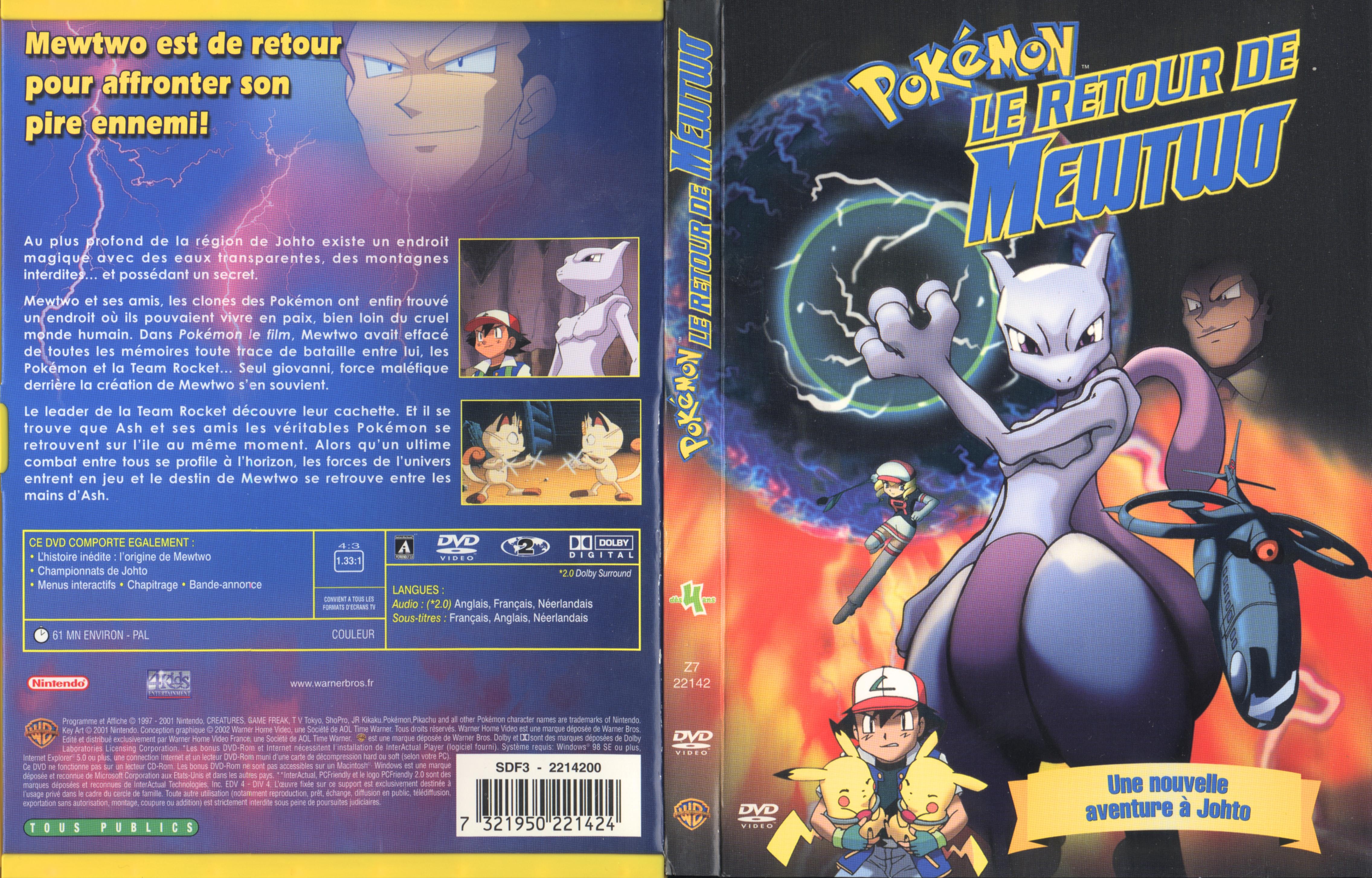 Jaquette DVD Pokemon le retour de mewtwo