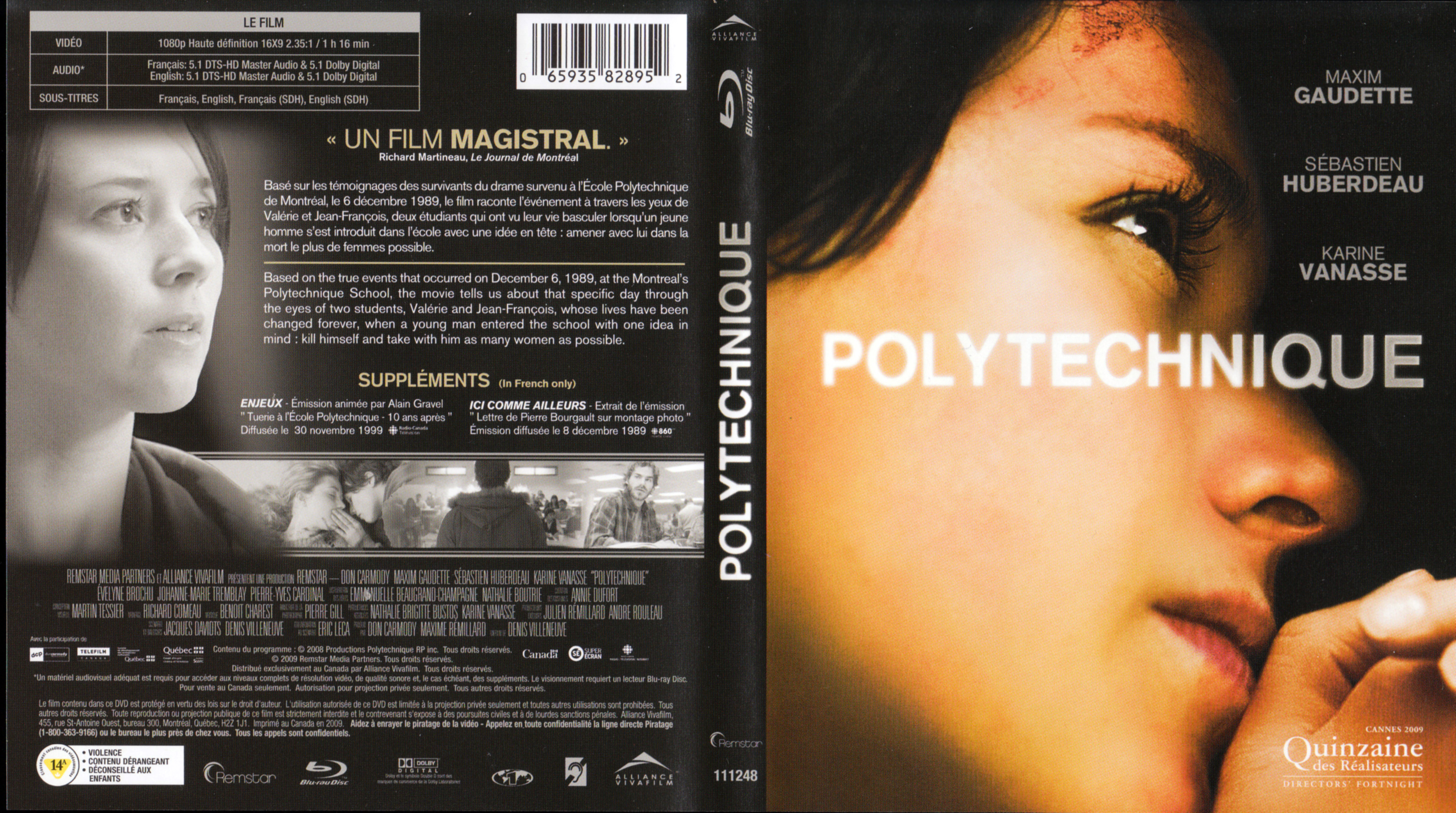 Jaquette DVD Polytechnique (BLU-RAY) (Canadienne)