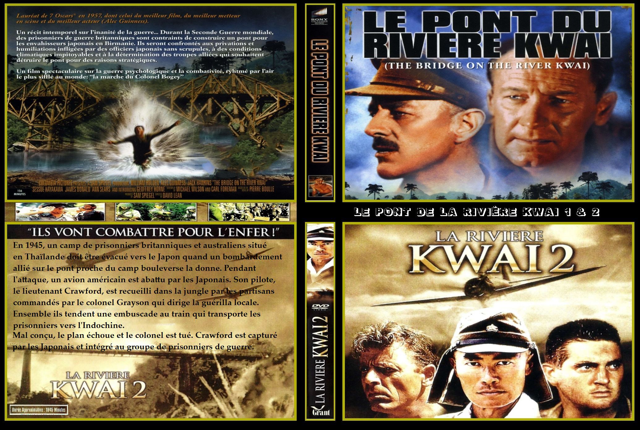 Jaquette DVD Pont De La Riviere Kwai + Retour Riviere Kwai custom